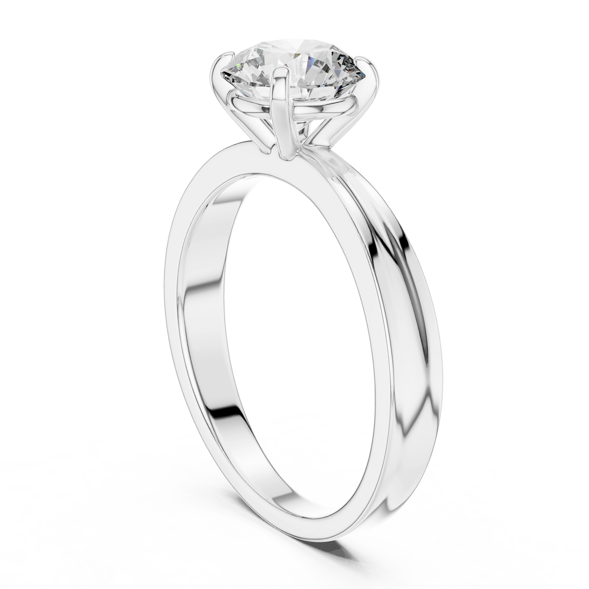 Gold 1Ct Round Four Prong Solitaire Lab Grown Diamond Ring