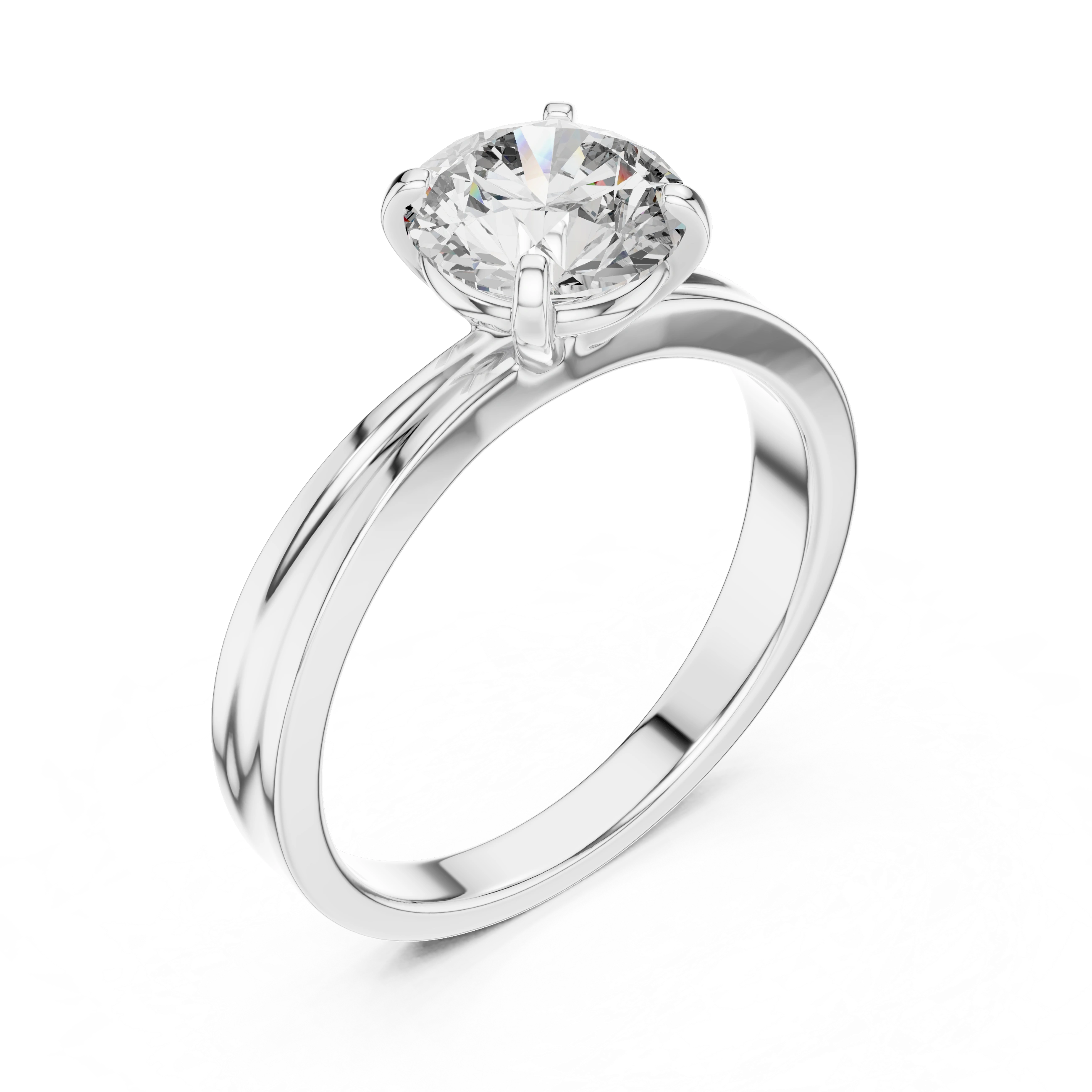 Gold 1Ct Round Four Prong Solitaire Lab Grown Diamond Ring