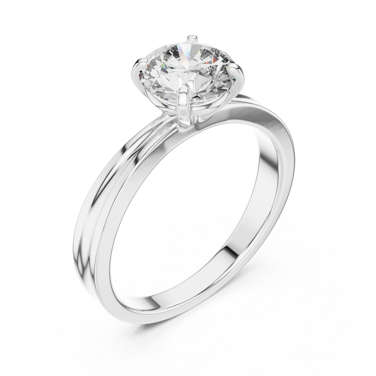 Gold 1Ct Round Four Prong Solitaire Lab Grown Diamond Ring