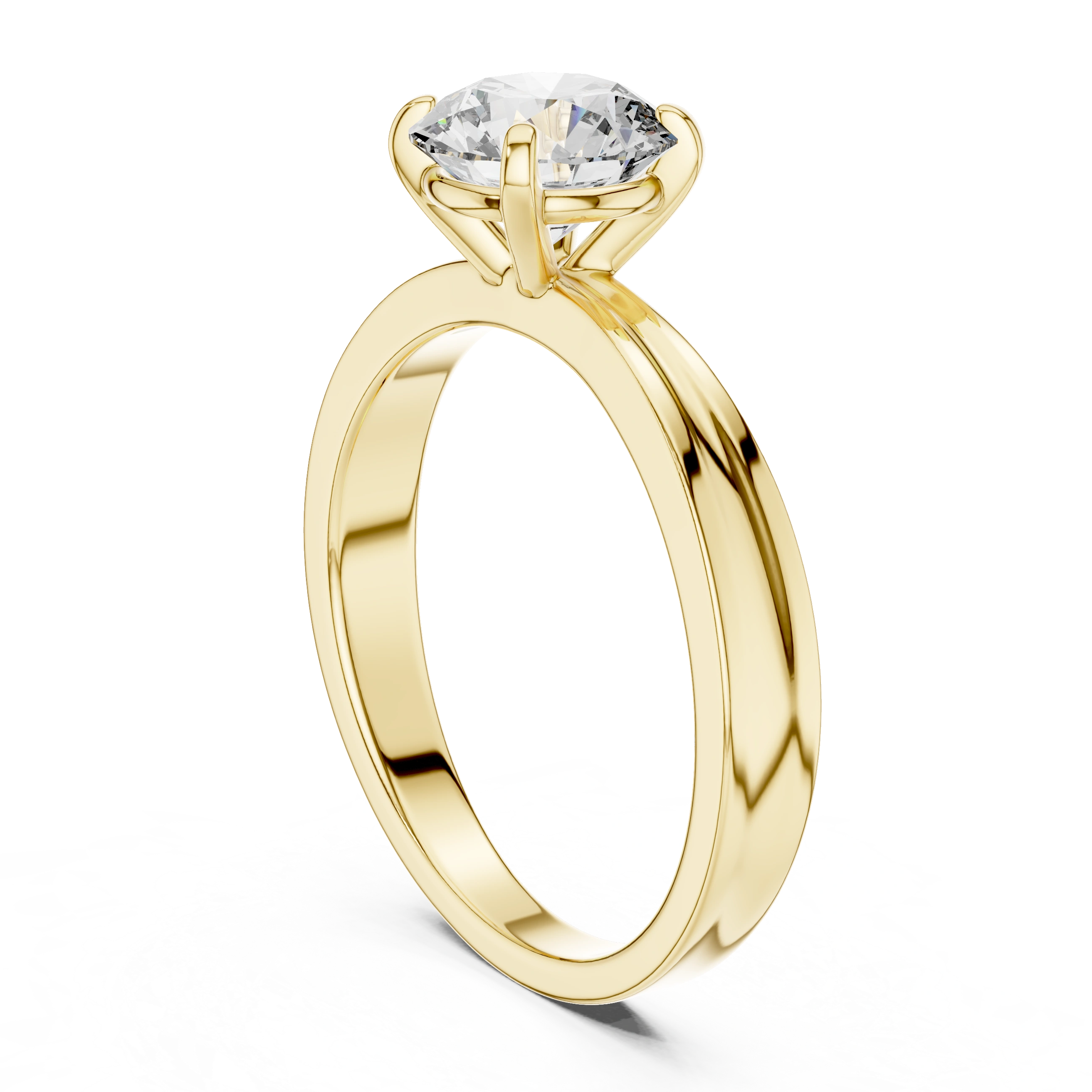Gold 1Ct Round Four Prong Solitaire Lab Grown Diamond Ring