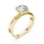 Gold 1Ct Round Four Prong Solitaire Lab Grown Diamond Ring