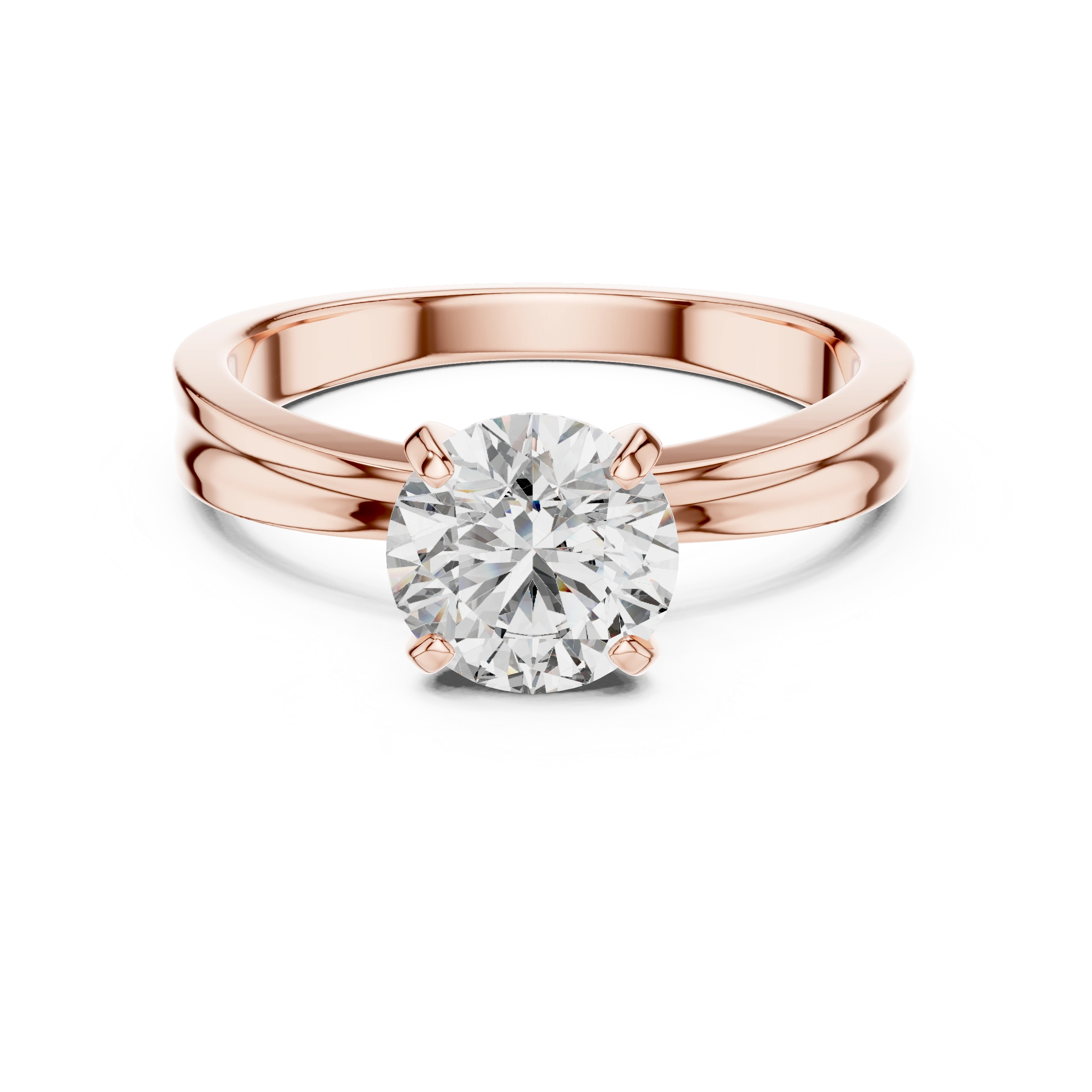 Gold 1Ct Round Four Prong Solitaire Lab Grown Diamond Ring