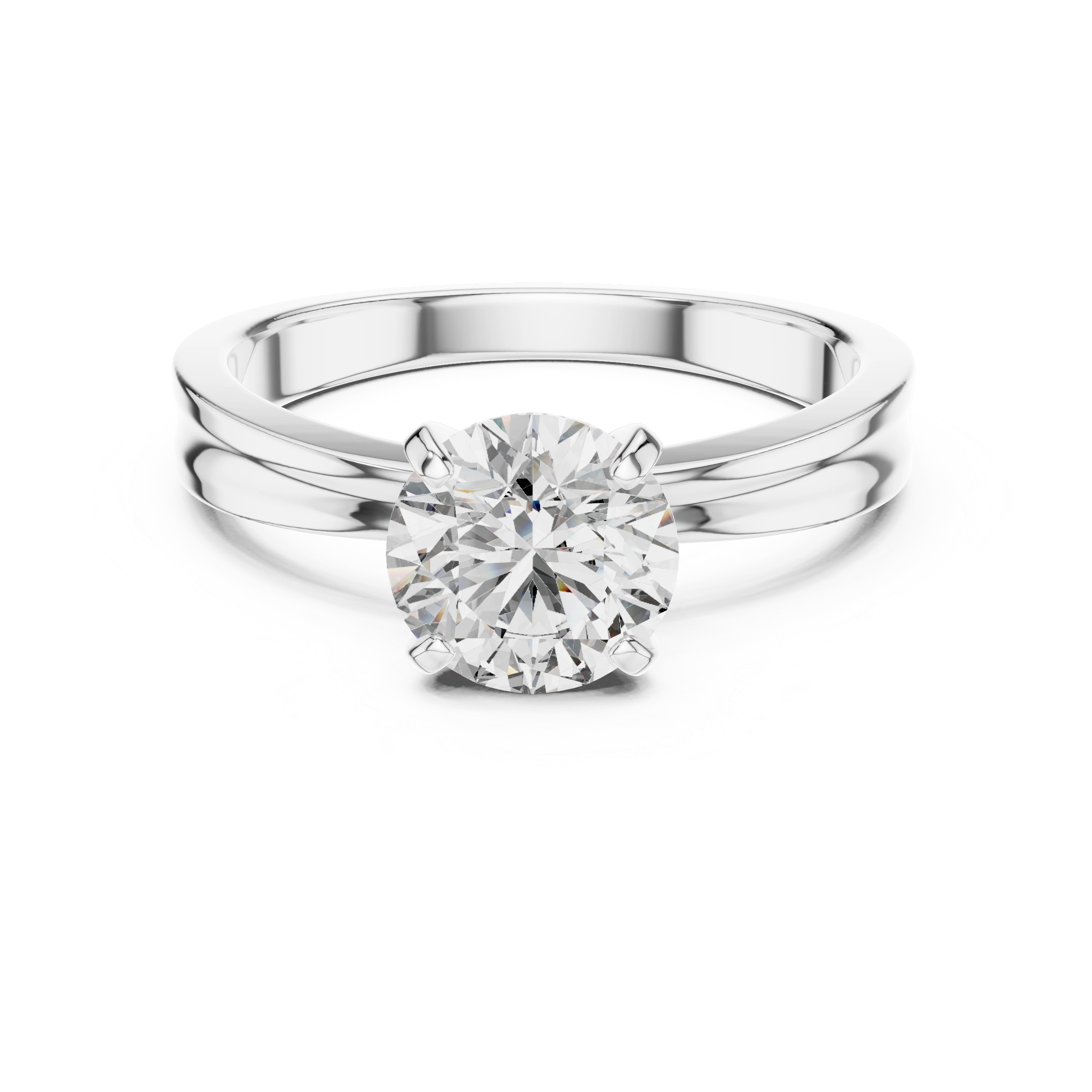 Gold 1Ct Round Four Prong Solitaire Lab Grown Diamond Ring