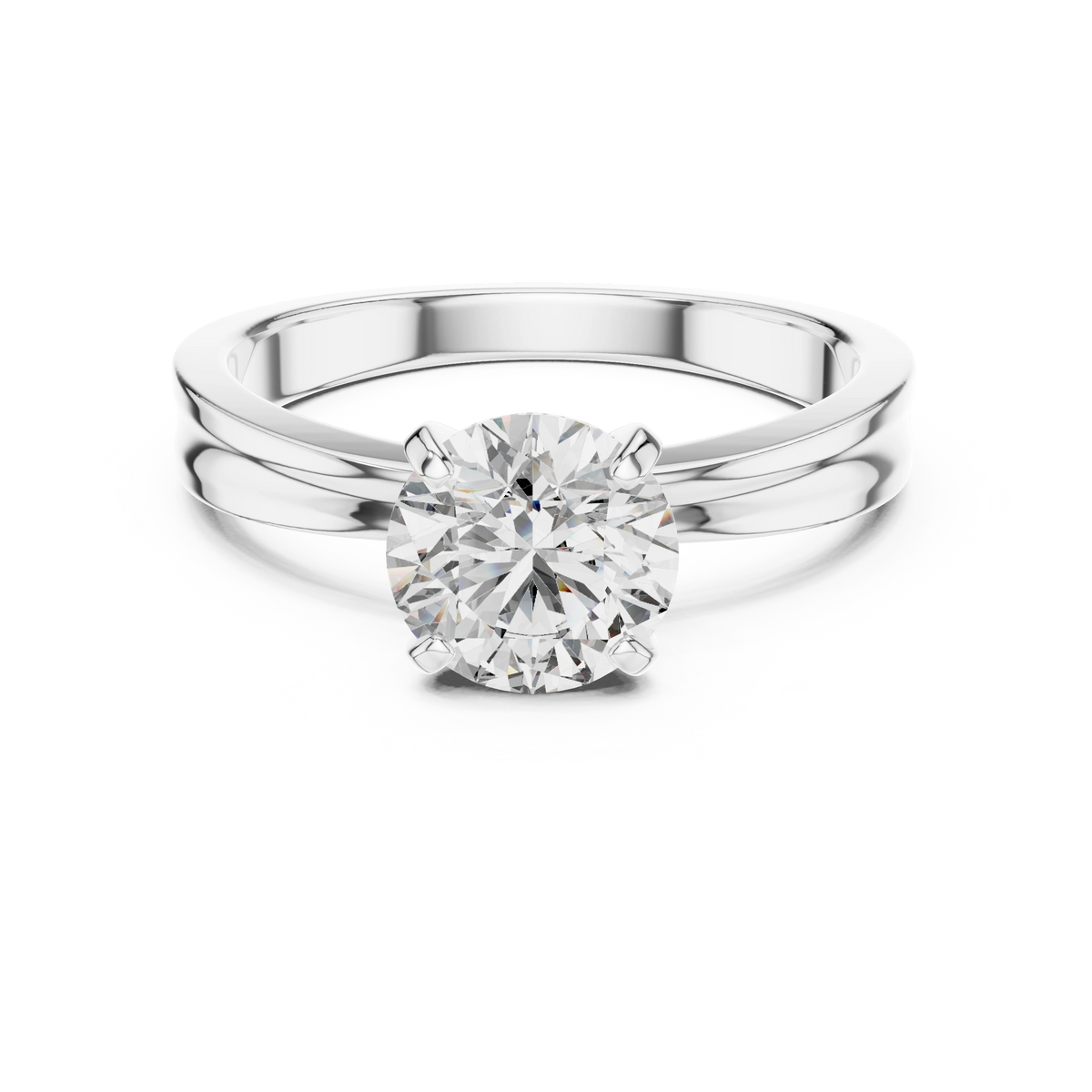 Gold 1Ct Round Four Prong Solitaire Lab Grown Diamond Ring