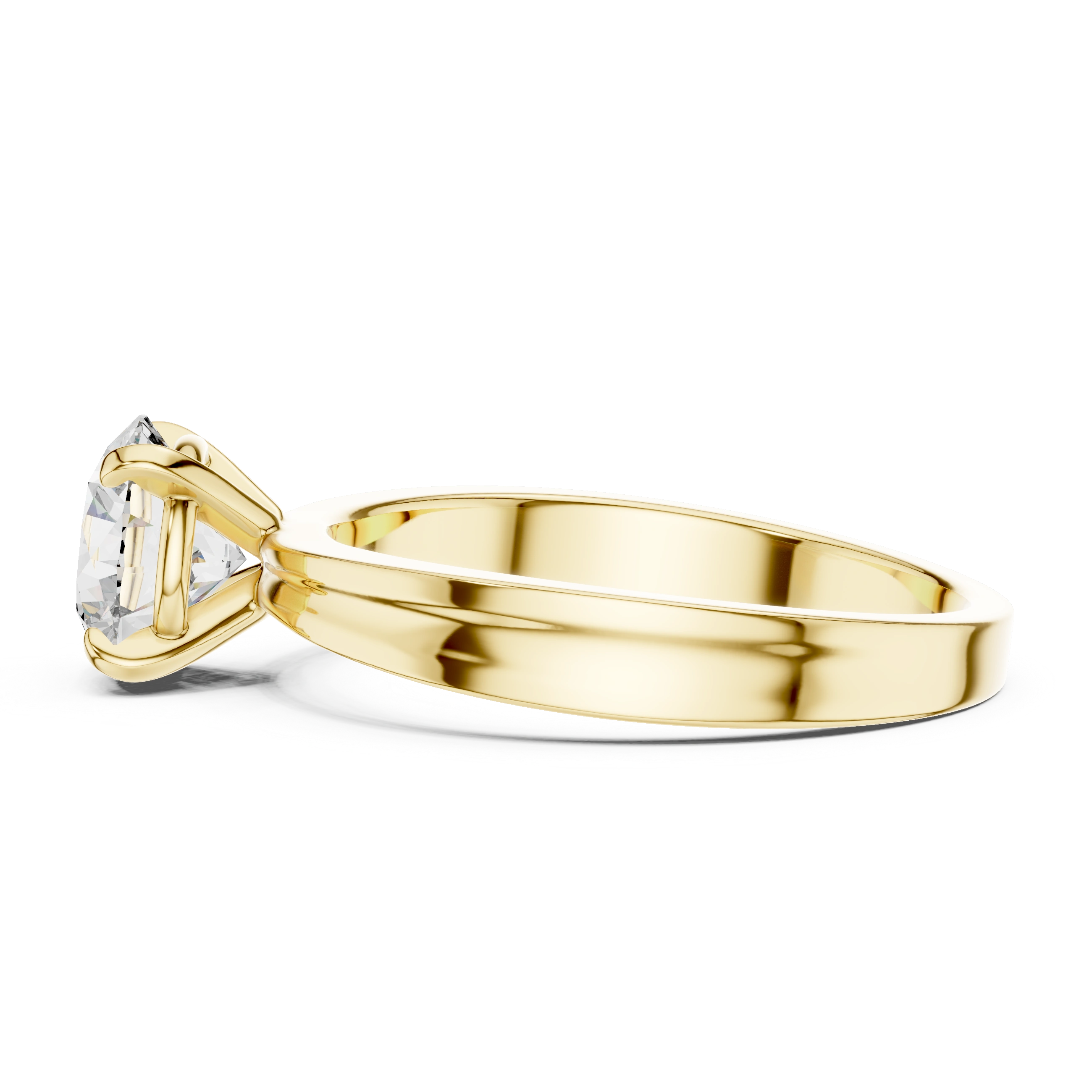 Gold 1Ct Round Four Prong Solitaire Lab Grown Diamond Ring