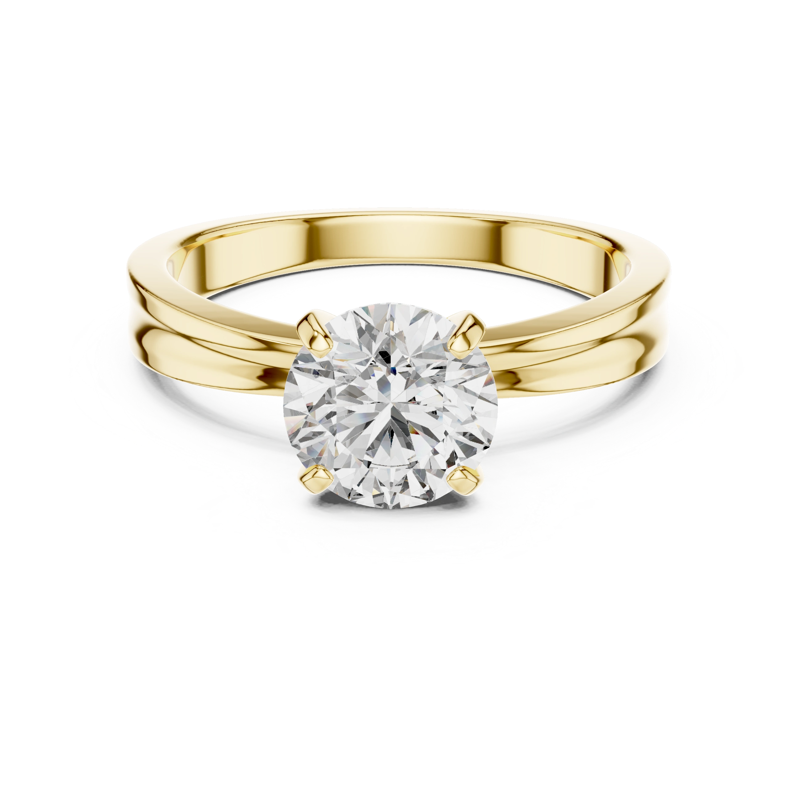Gold 1Ct Round Four Prong Solitaire Lab Grown Diamond Ring