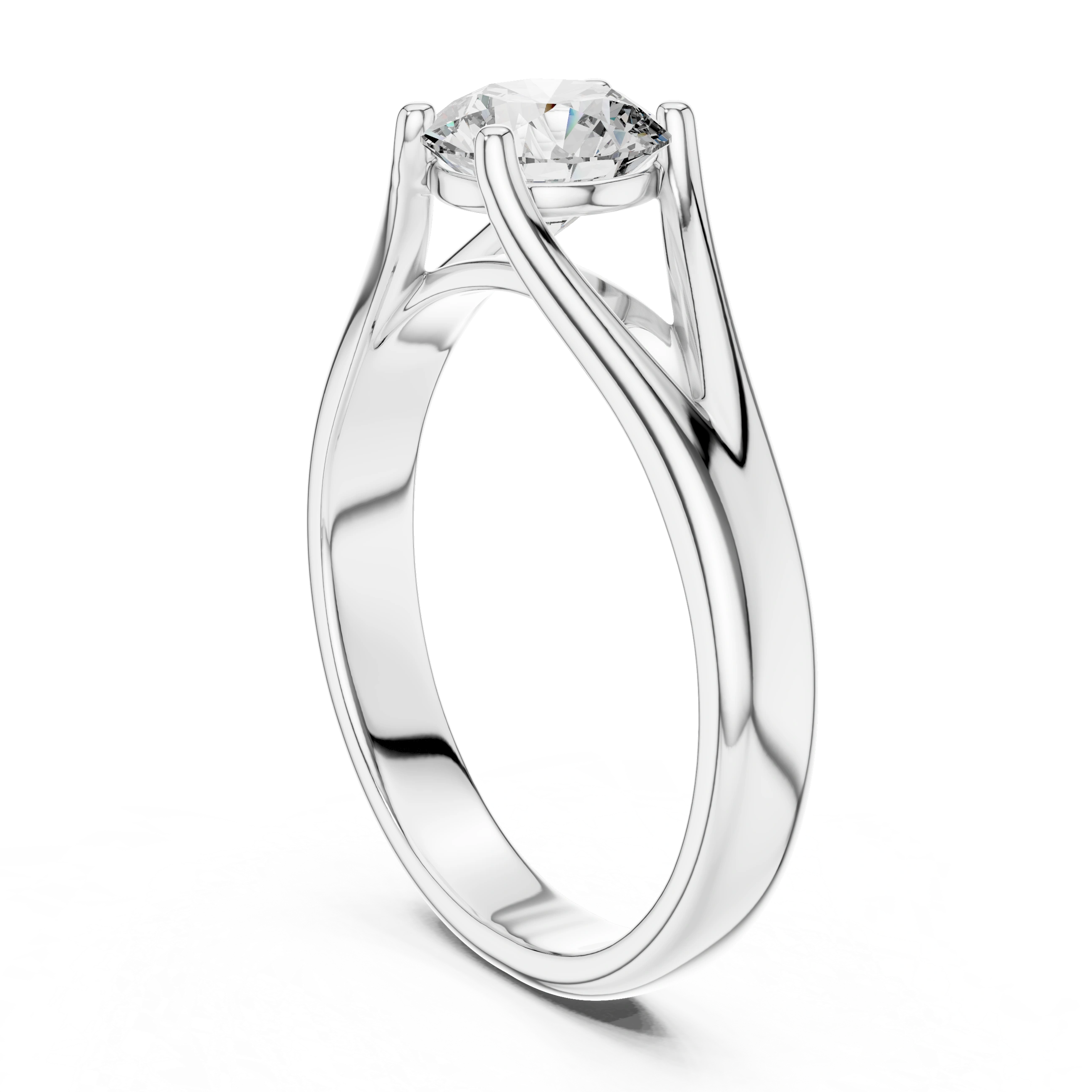 Gold 1Ct Round V Split Shank Solitaire Lab Grown Diamond Torian Ring