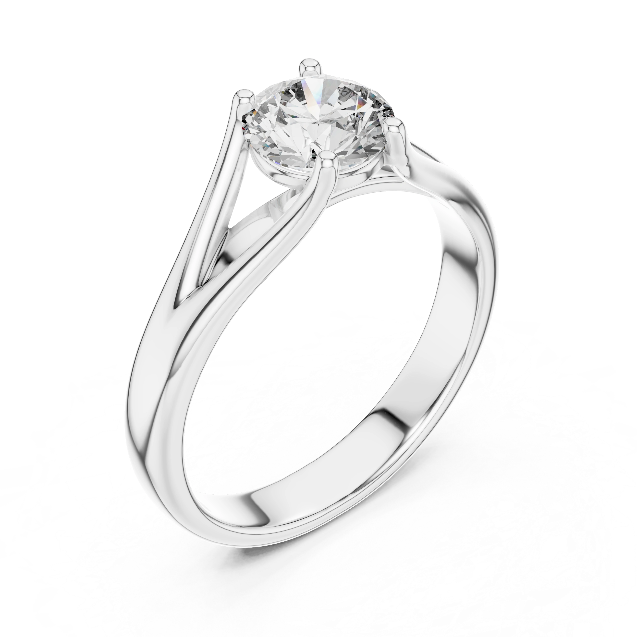 Gold 1Ct Round V Split Shank Solitaire Lab Grown Diamond Torian Ring
