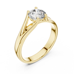 Gold 1Ct Round V Split Shank Solitaire Lab Grown Diamond Torian Ring