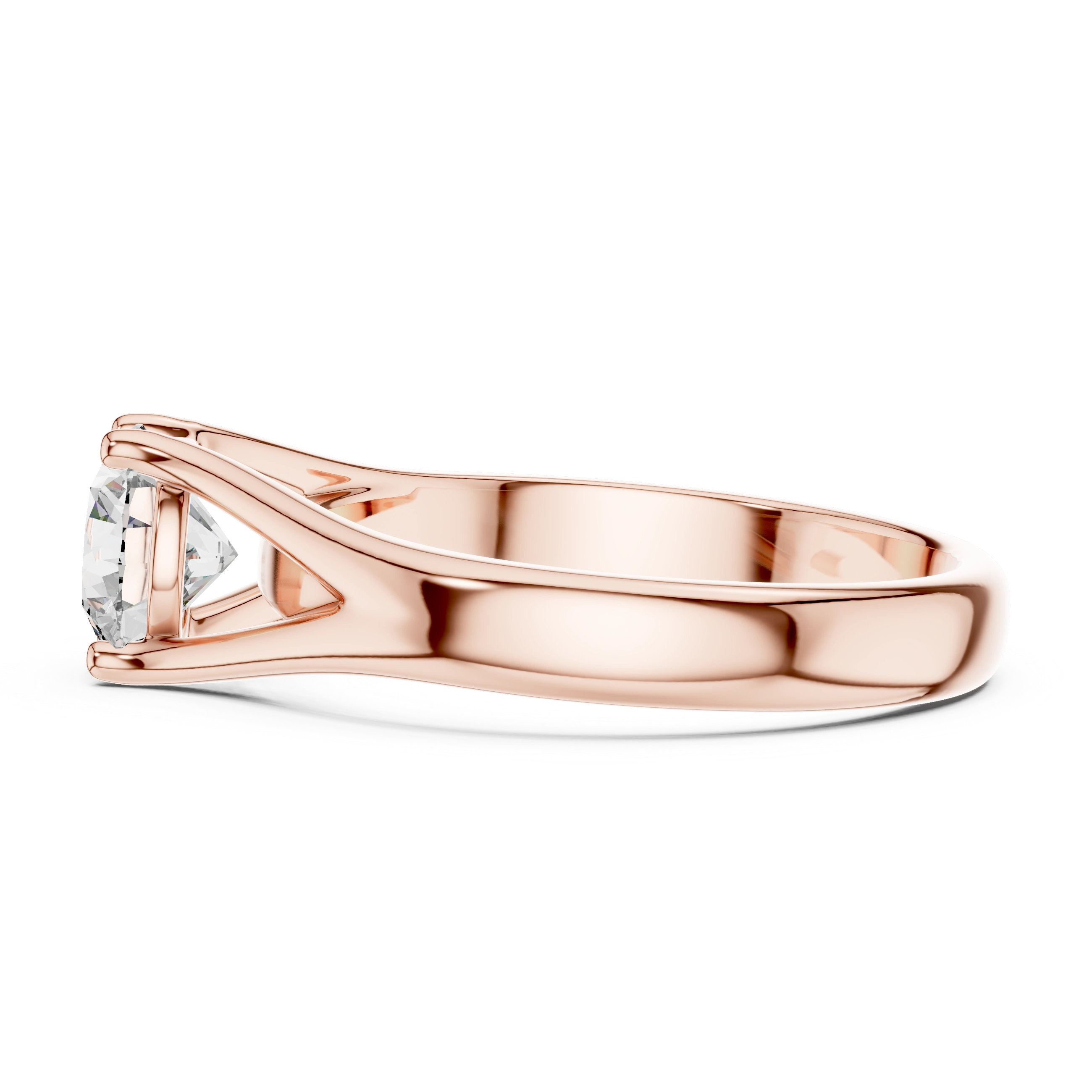 Gold 1Ct Round V Split Shank Solitaire Lab Grown Diamond Torian Ring