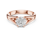 Gold 1Ct Round V Split Shank Solitaire Lab Grown Diamond Torian Ring