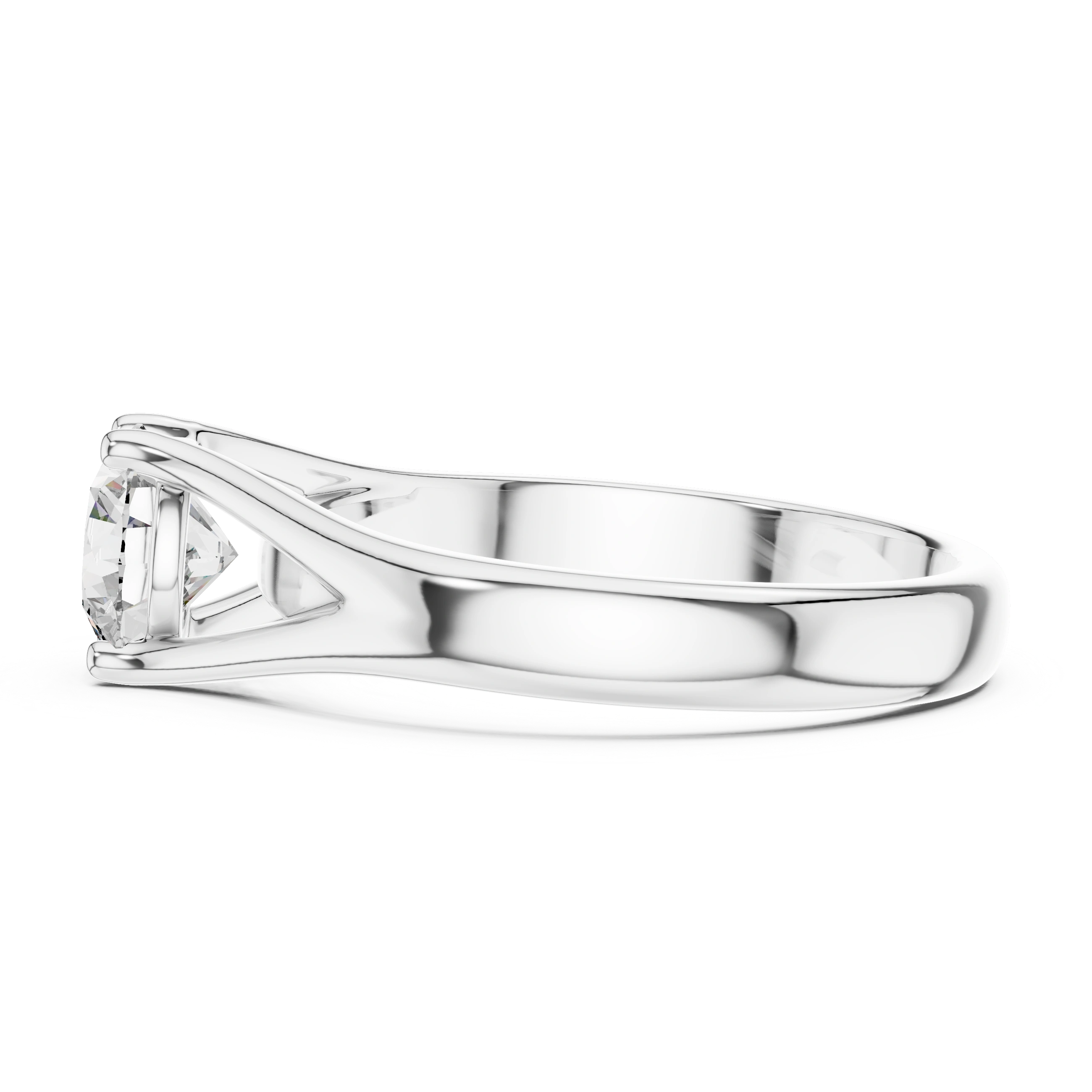 Gold 1Ct Round V Split Shank Solitaire Lab Grown Diamond Torian Ring