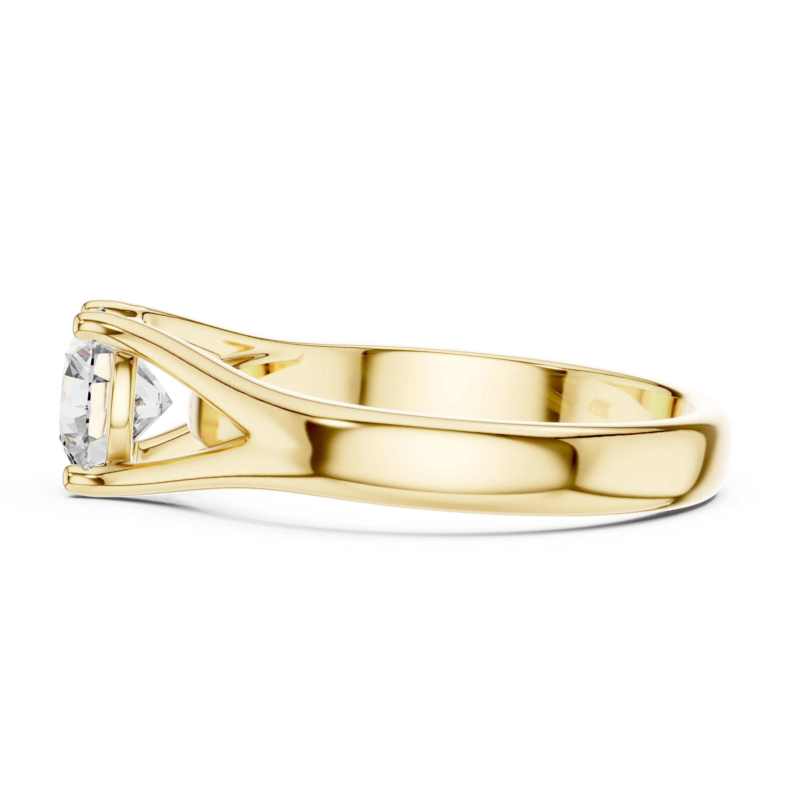 Gold 1Ct Round V Split Shank Solitaire Lab Grown Diamond Torian Ring