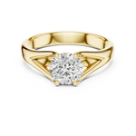 Gold 1Ct Round V Split Shank Solitaire Lab Grown Diamond Torian Ring