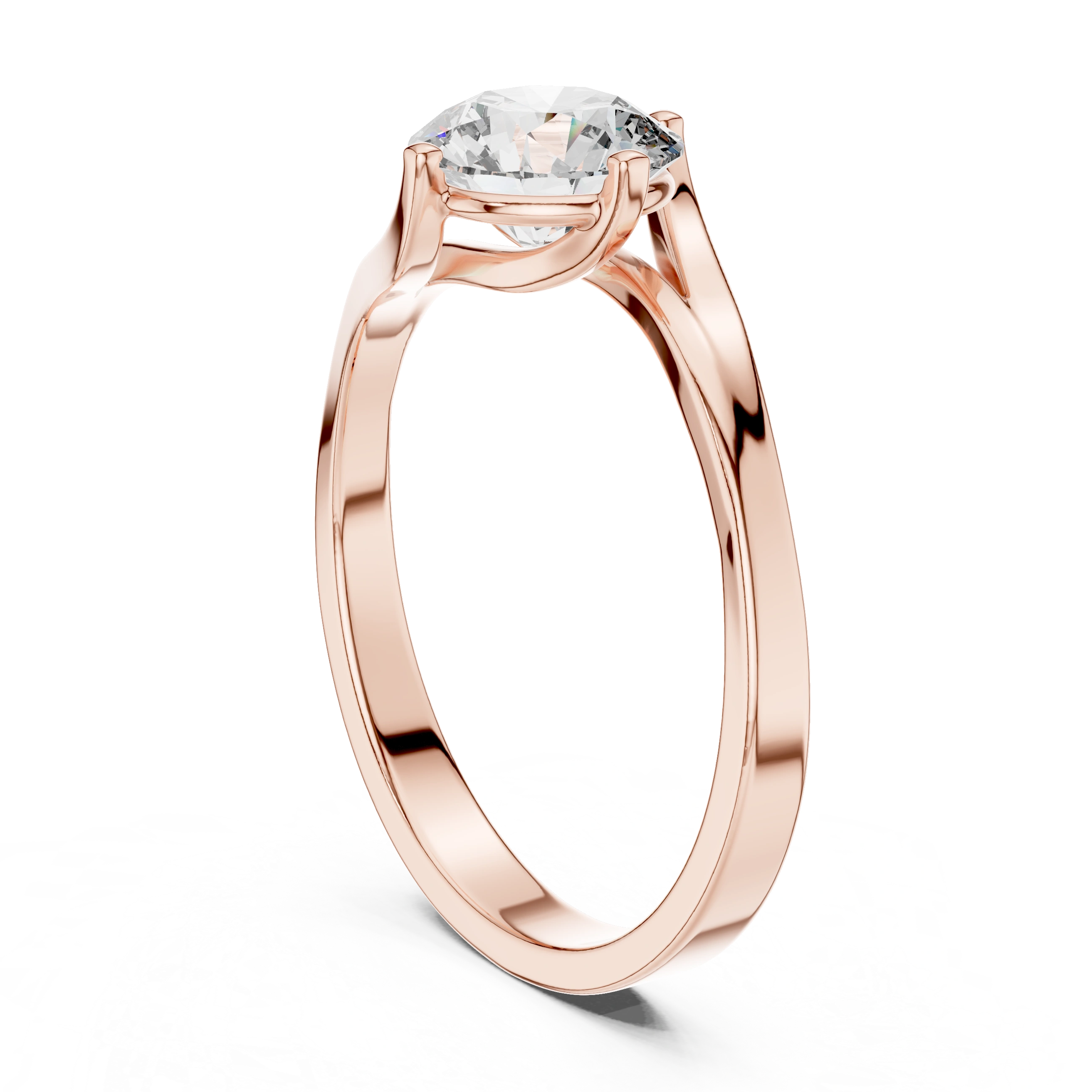 Gold 1Ct Round Twisted Band Solitaire Lab Grown Diamond Mariah Ring