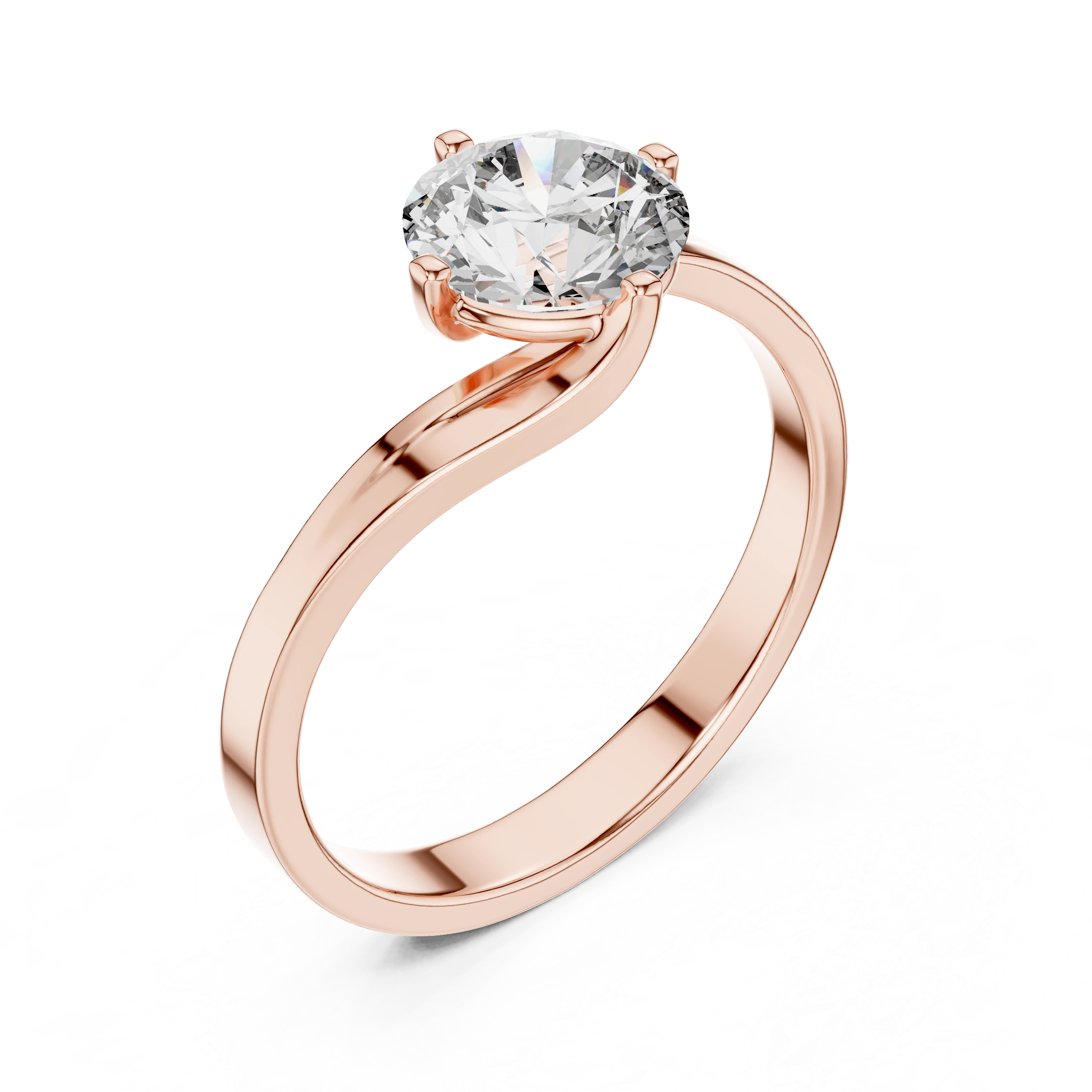 Gold 1Ct Round Twisted Band Solitaire Lab Grown Diamond Mariah Ring