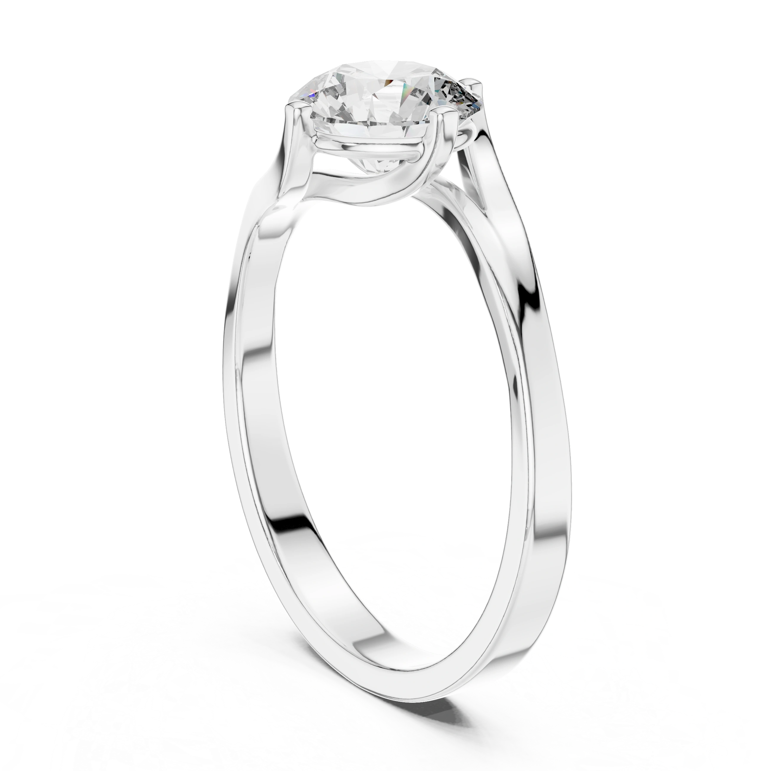 Gold 1Ct Round Twisted Band Solitaire Lab Grown Diamond Mariah Ring