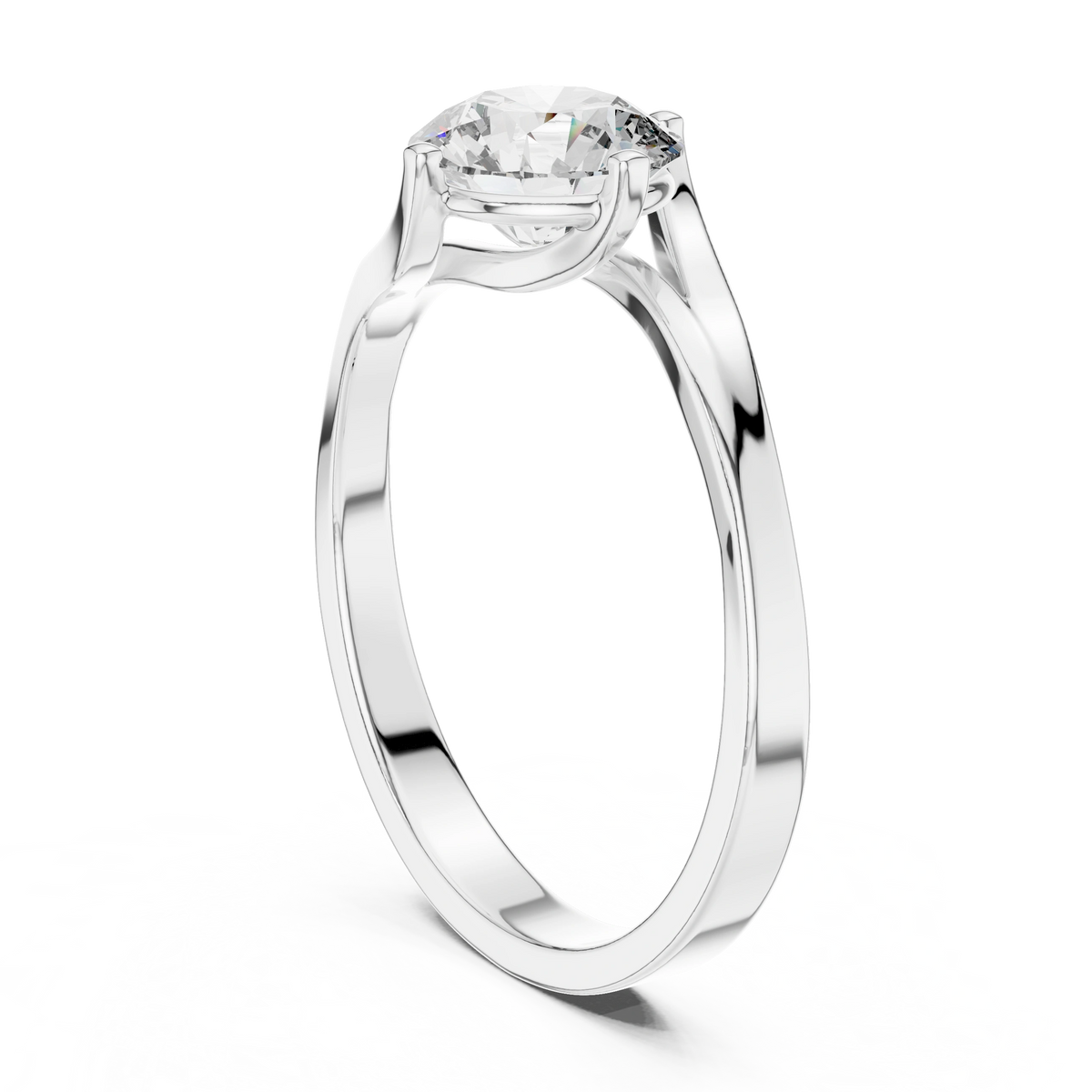Gold 1Ct Round Twisted Band Solitaire Lab Grown Diamond Mariah Ring