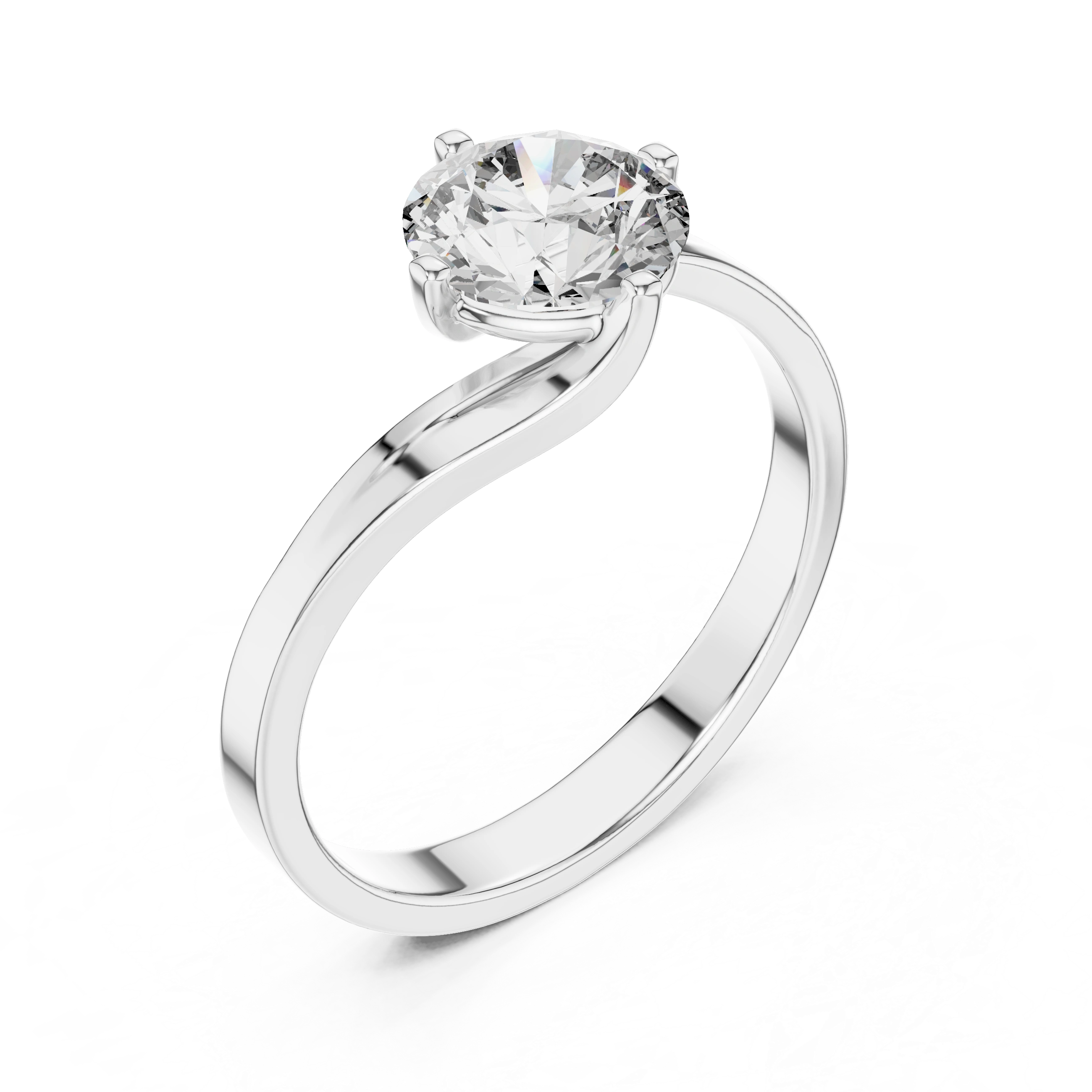 Gold 1Ct Round Twisted Band Solitaire Lab Grown Diamond Mariah Ring