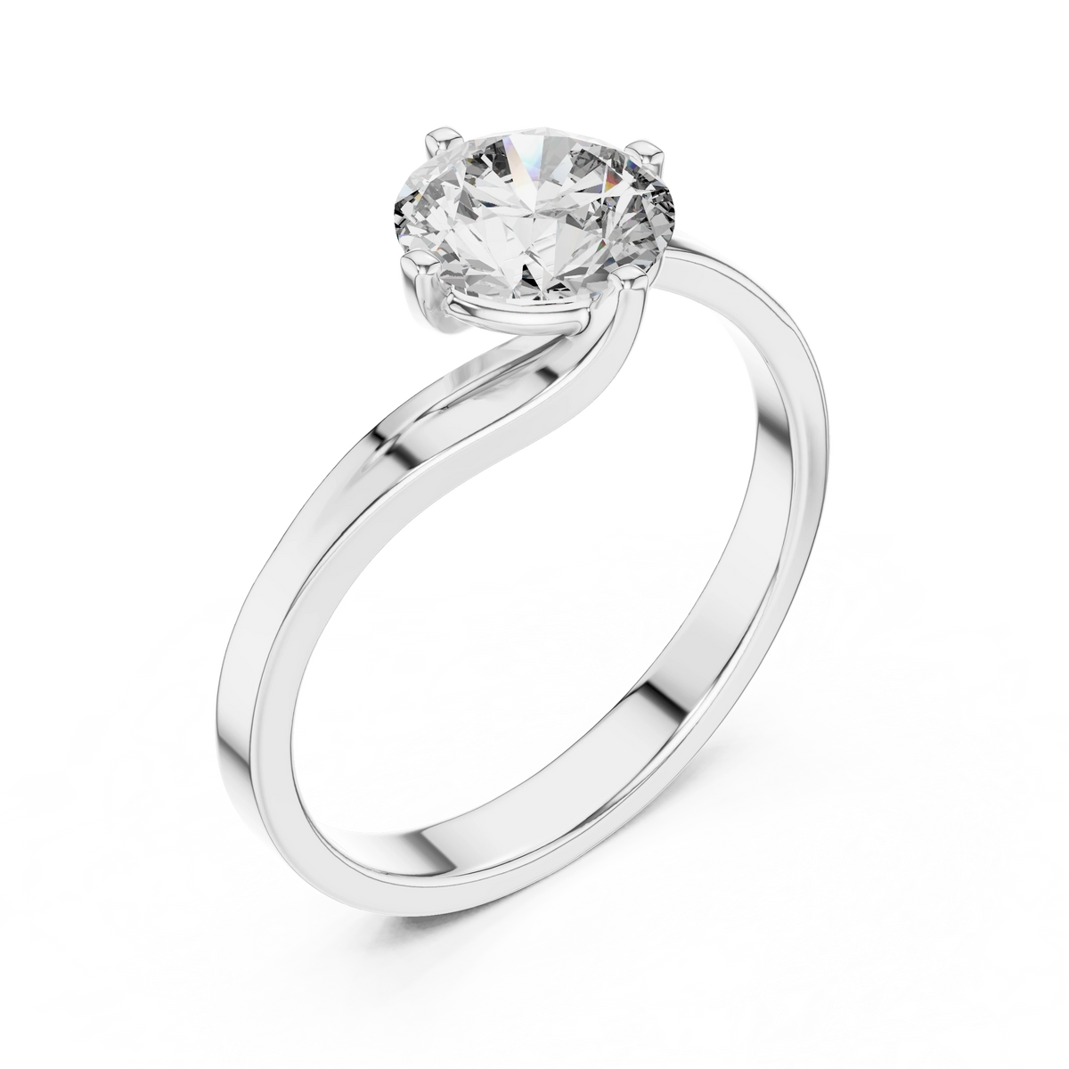 Gold 1Ct Round Twisted Band Solitaire Lab Grown Diamond Mariah Ring