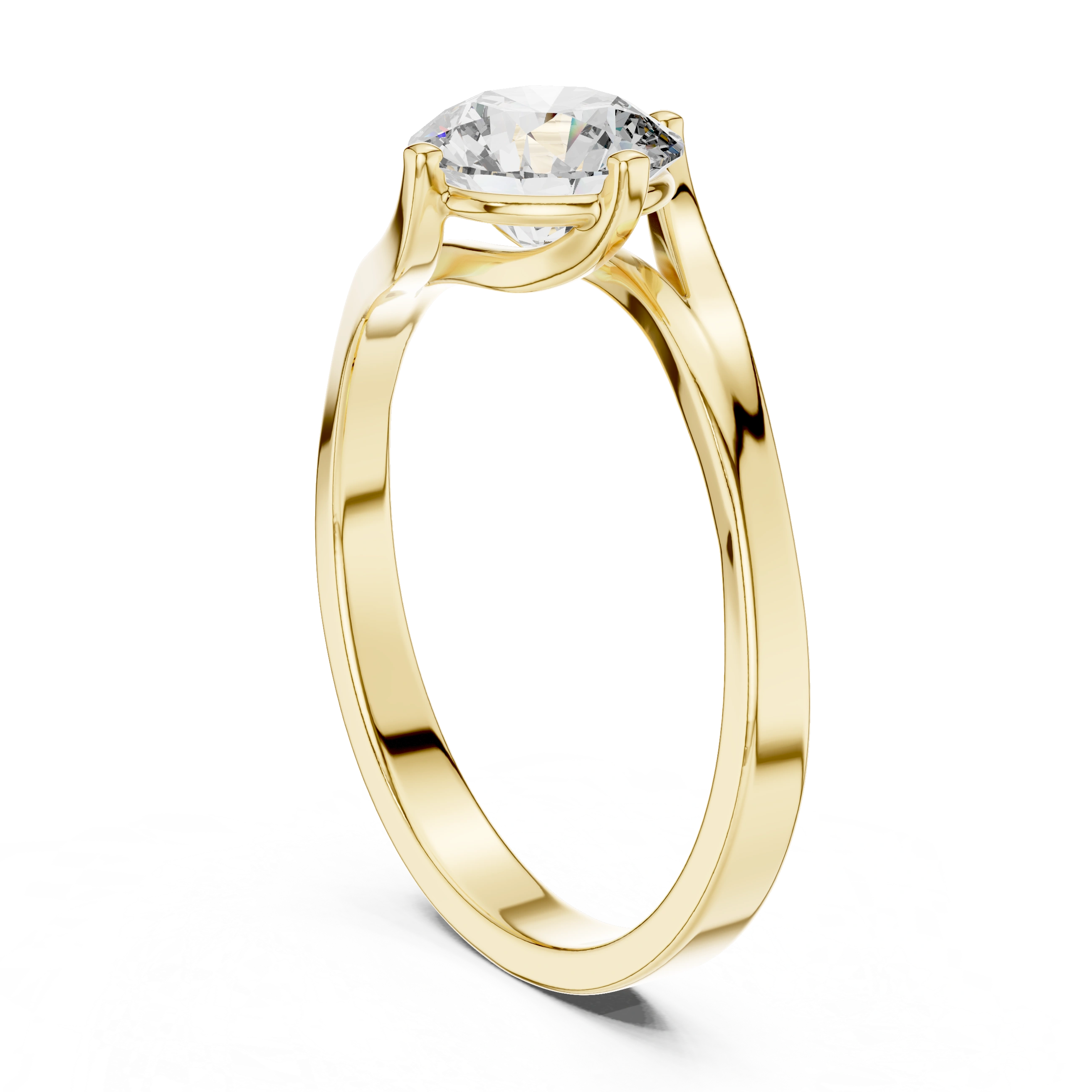 Gold 1Ct Round Twisted Band Solitaire Lab Grown Diamond Mariah Ring