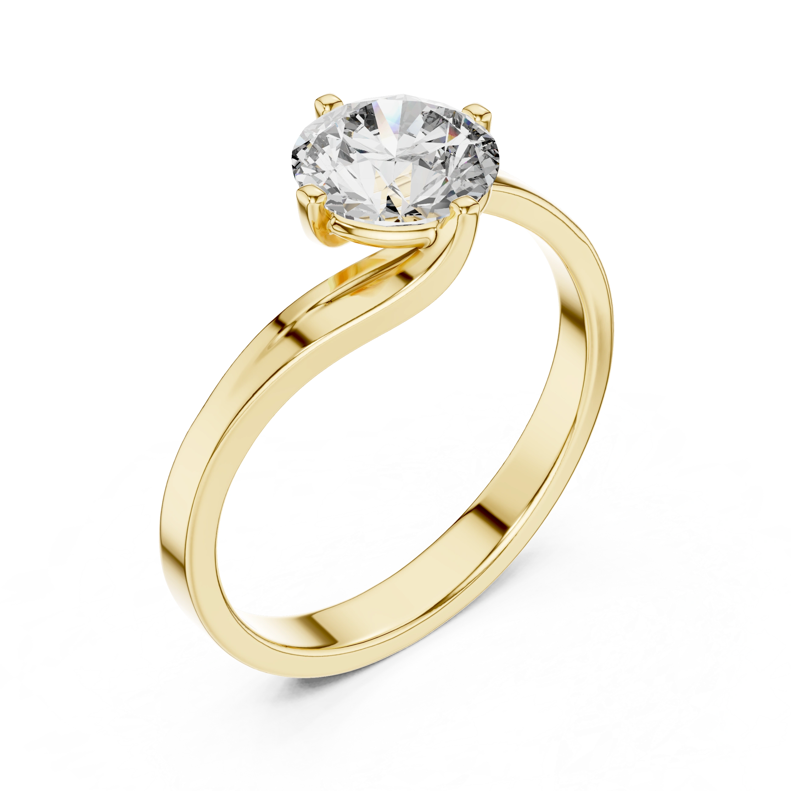 Gold 1Ct Round Twisted Band Solitaire Lab Grown Diamond Mariah Ring