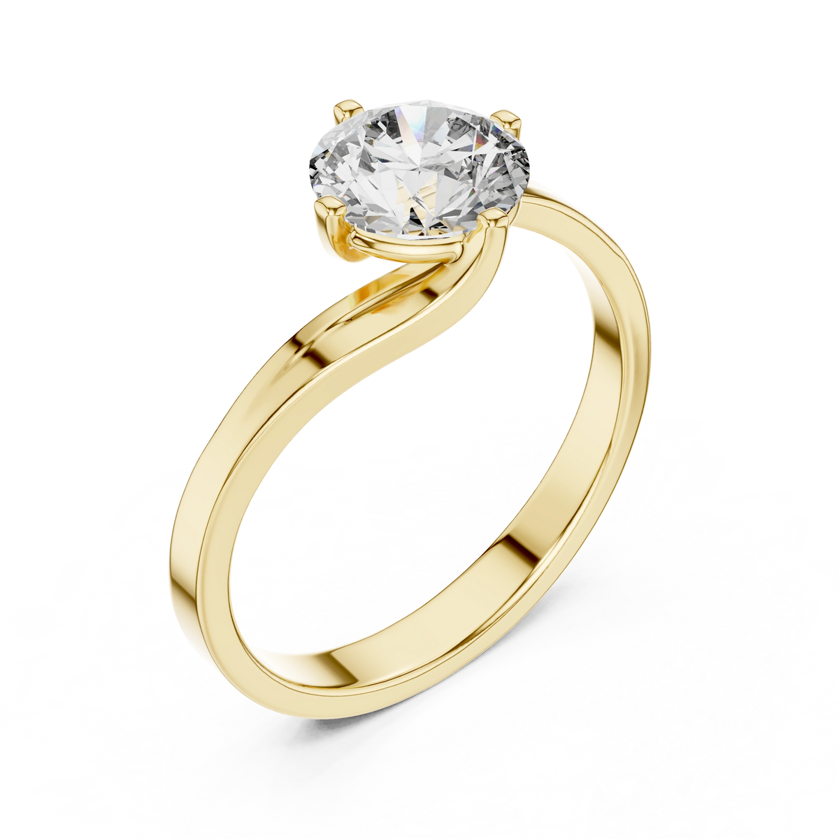Gold 1Ct Round Twisted Band Solitaire Lab Grown Diamond Mariah Ring