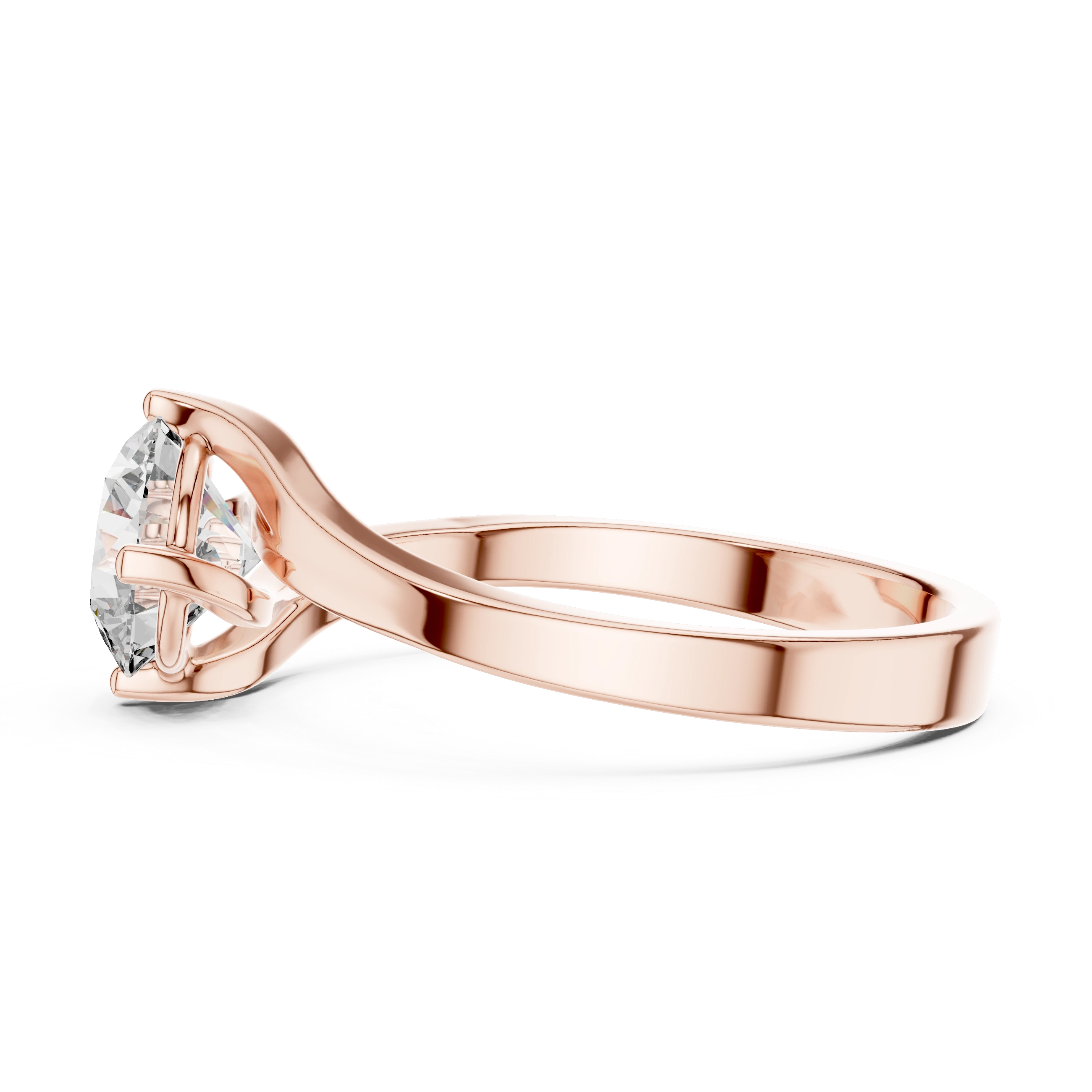 Gold 1Ct Round Twisted Band Solitaire Lab Grown Diamond Mariah Ring