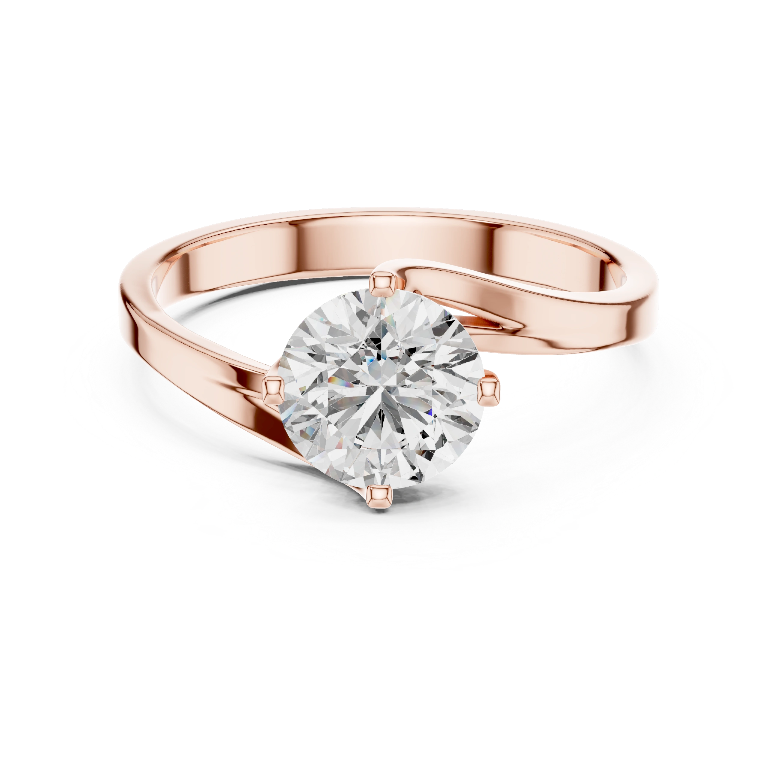 Gold 1Ct Round Twisted Band Solitaire Lab Grown Diamond Mariah Ring
