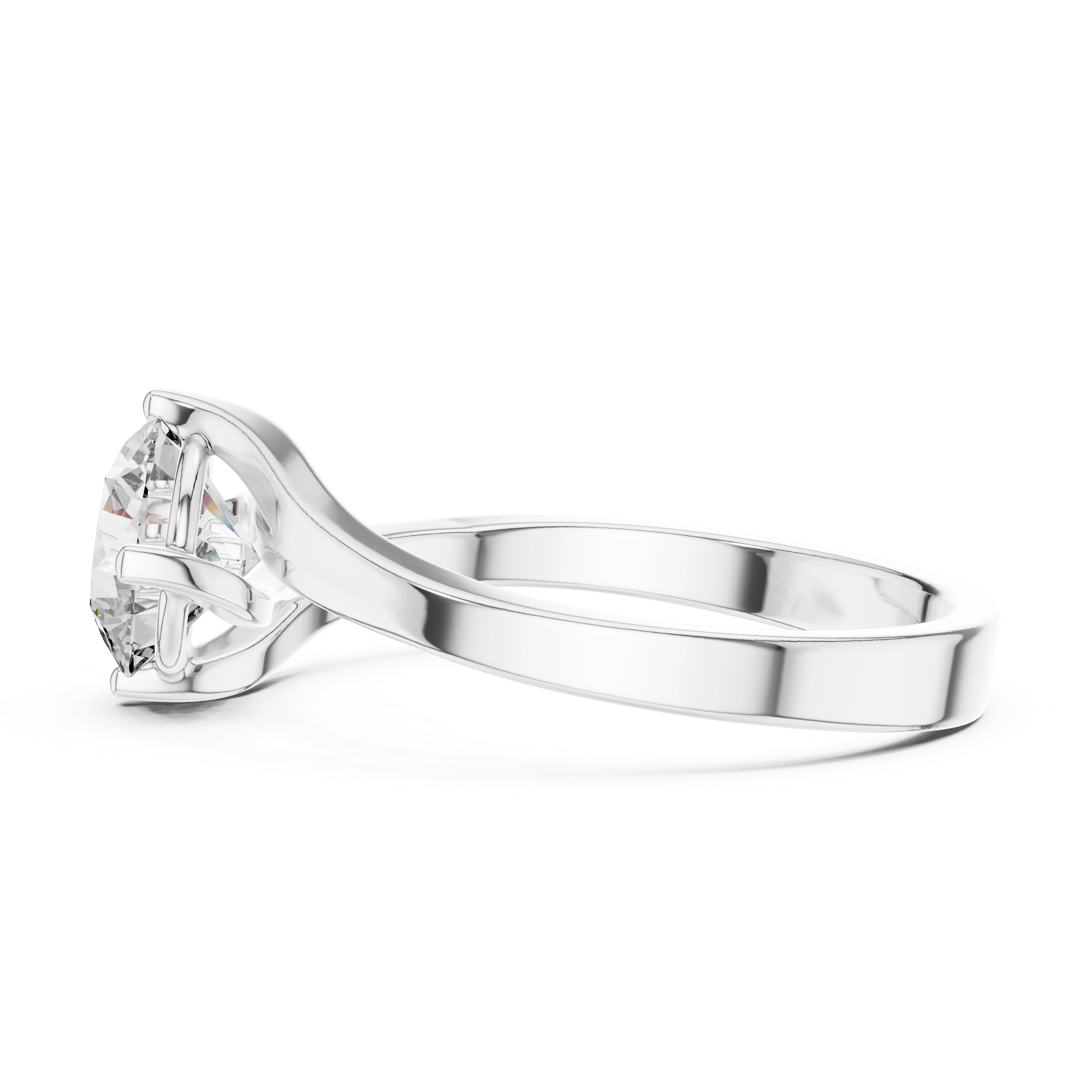 Gold 1Ct Round Twisted Band Solitaire Lab Grown Diamond Mariah Ring