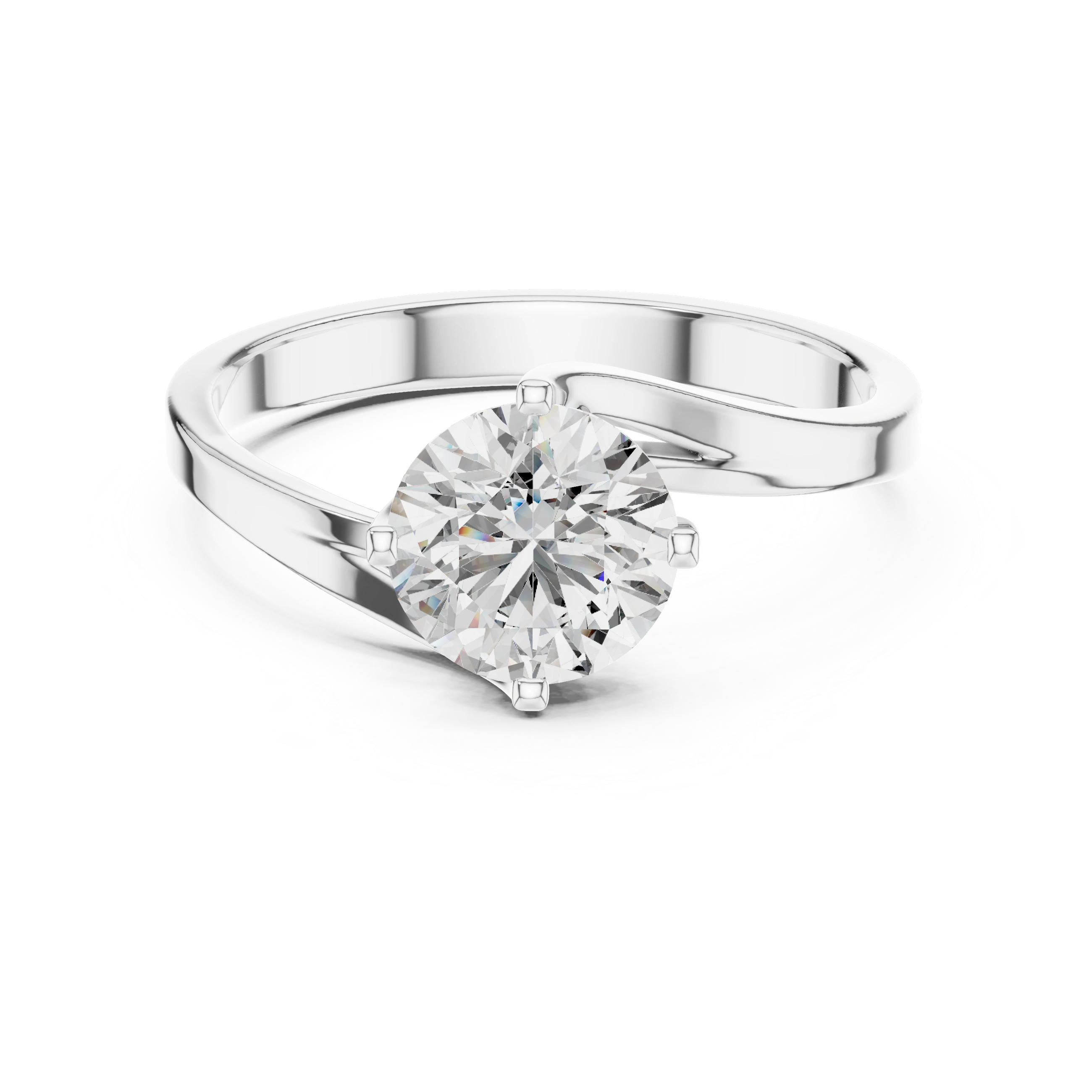 Gold 1Ct Round Twisted Band Solitaire Lab Grown Diamond Mariah Ring