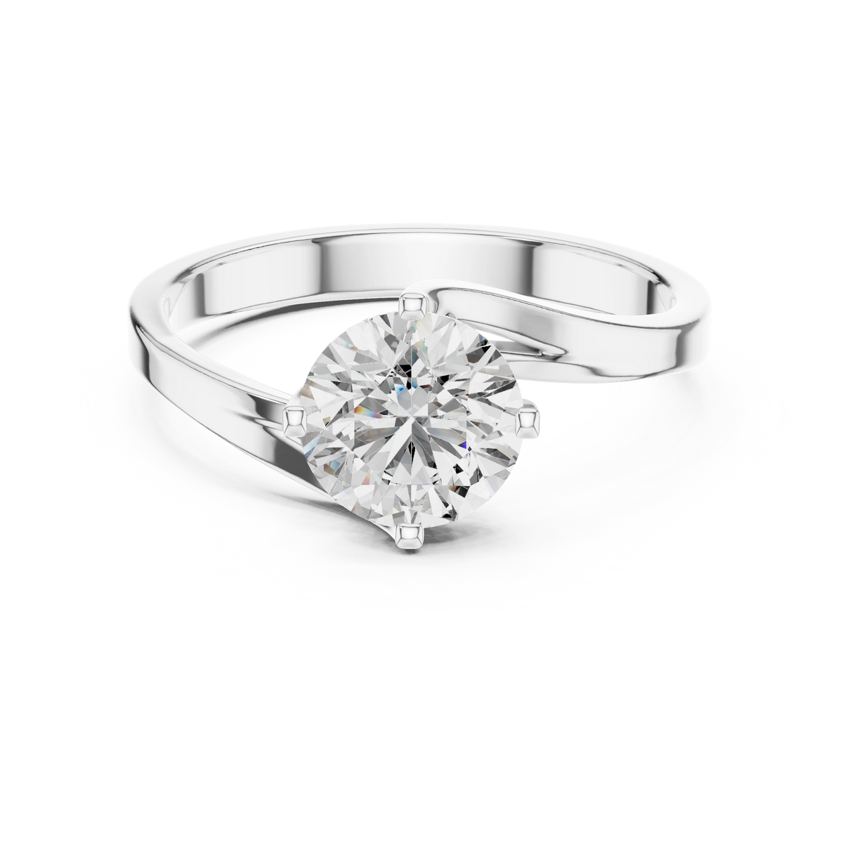 Gold 1Ct Round Twisted Band Solitaire Lab Grown Diamond Mariah Ring