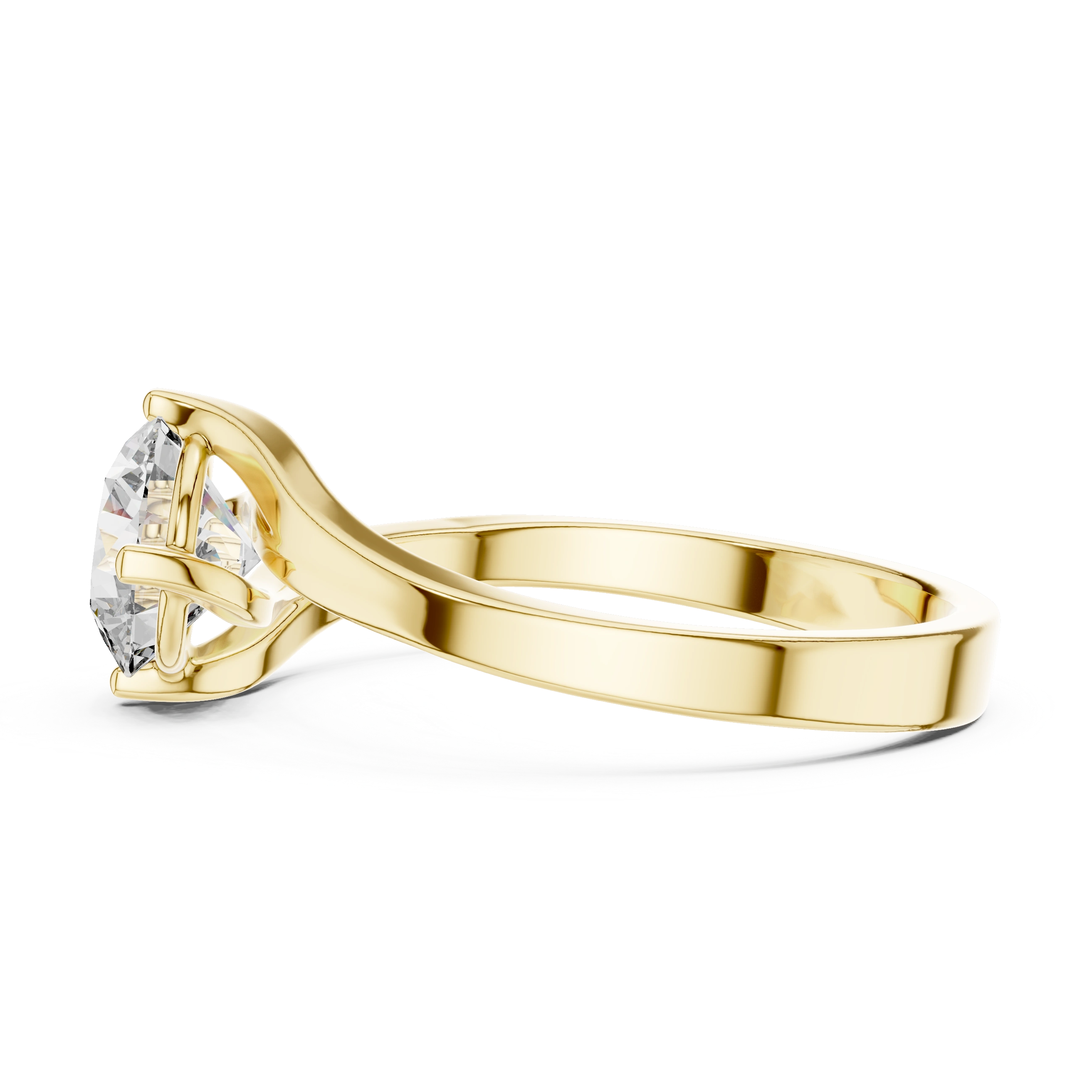 Gold 1Ct Round Twisted Band Solitaire Lab Grown Diamond Mariah Ring