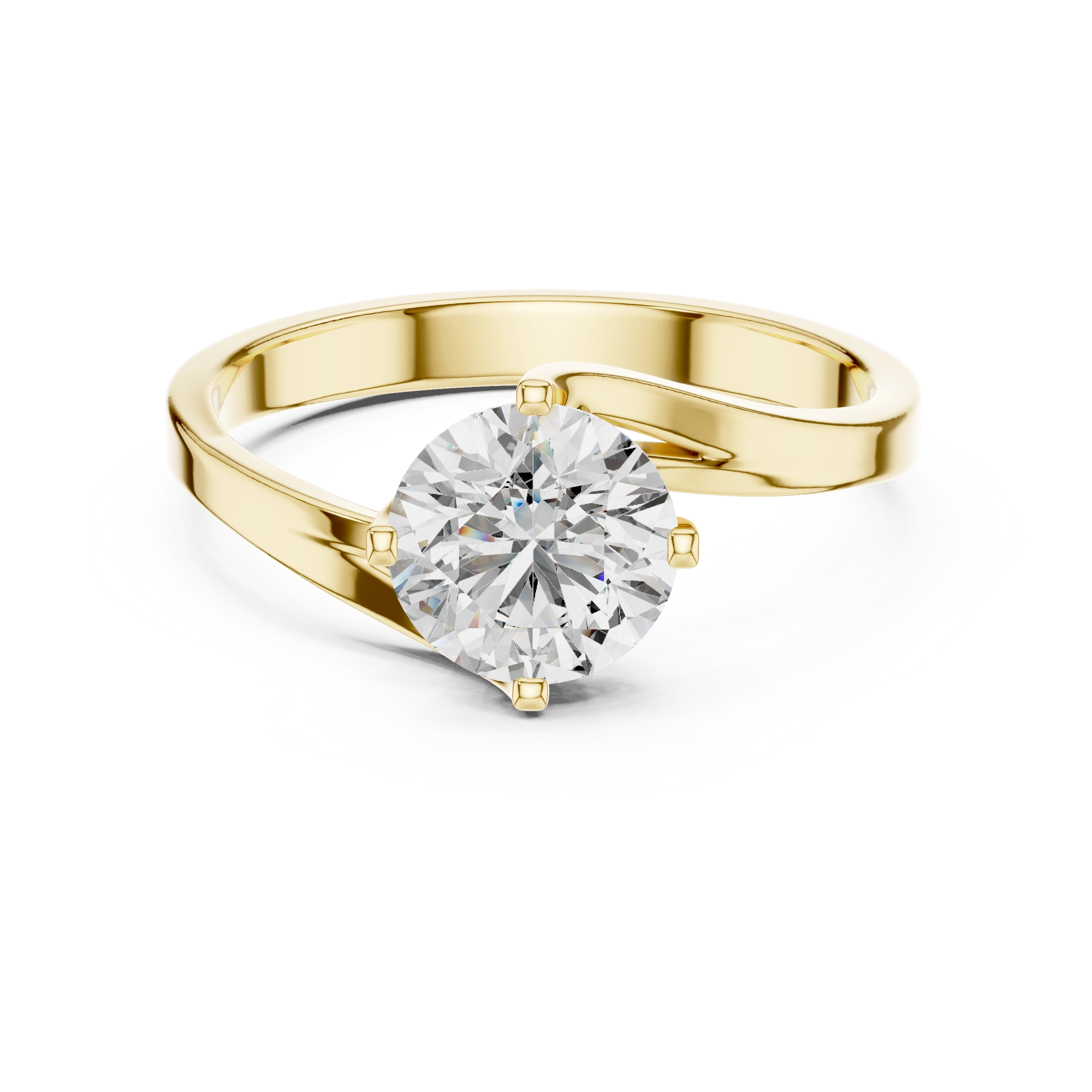 Gold 1Ct Round Twisted Band Solitaire Lab Grown Diamond Mariah Ring