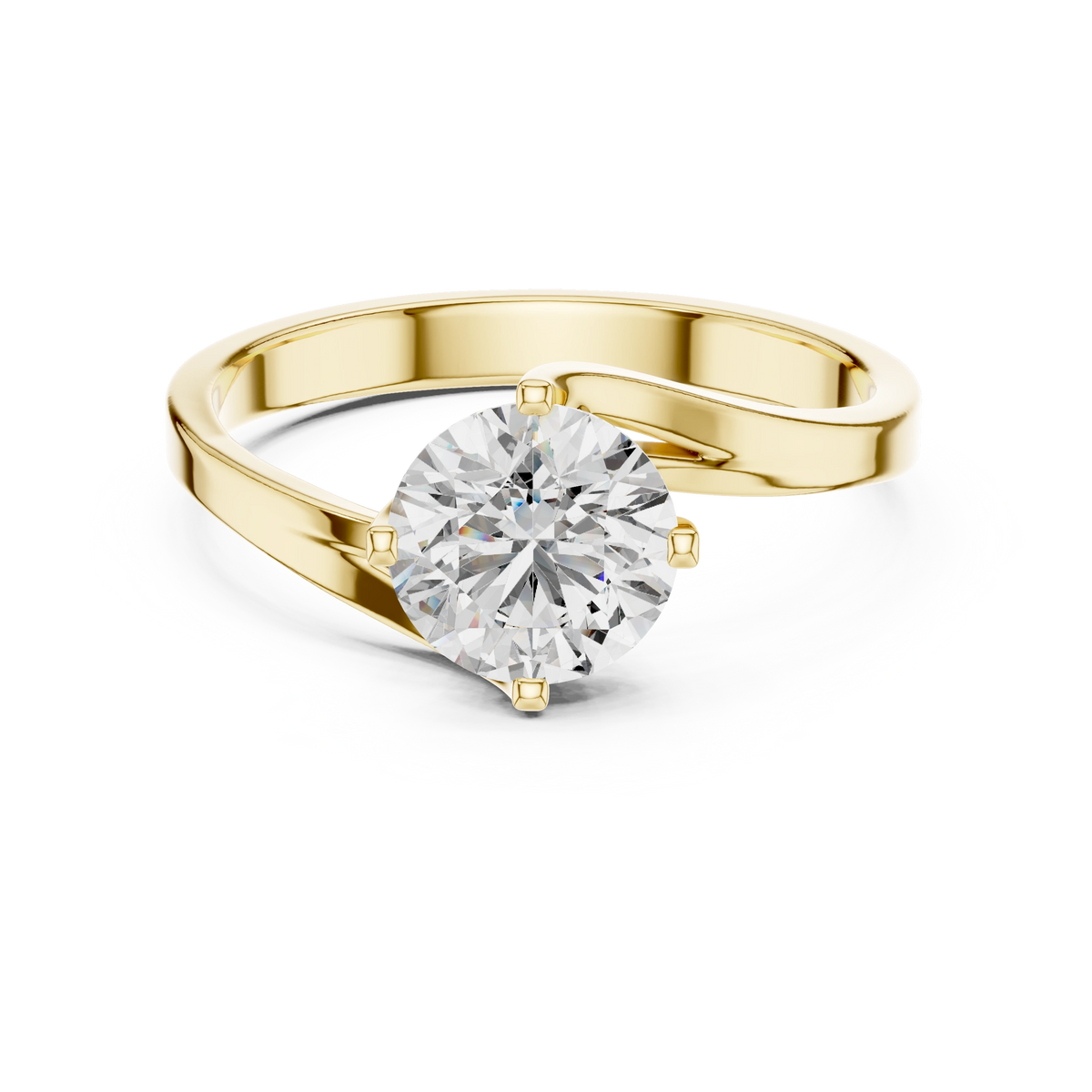 Gold 1Ct Round Twisted Band Solitaire Lab Grown Diamond Mariah Ring