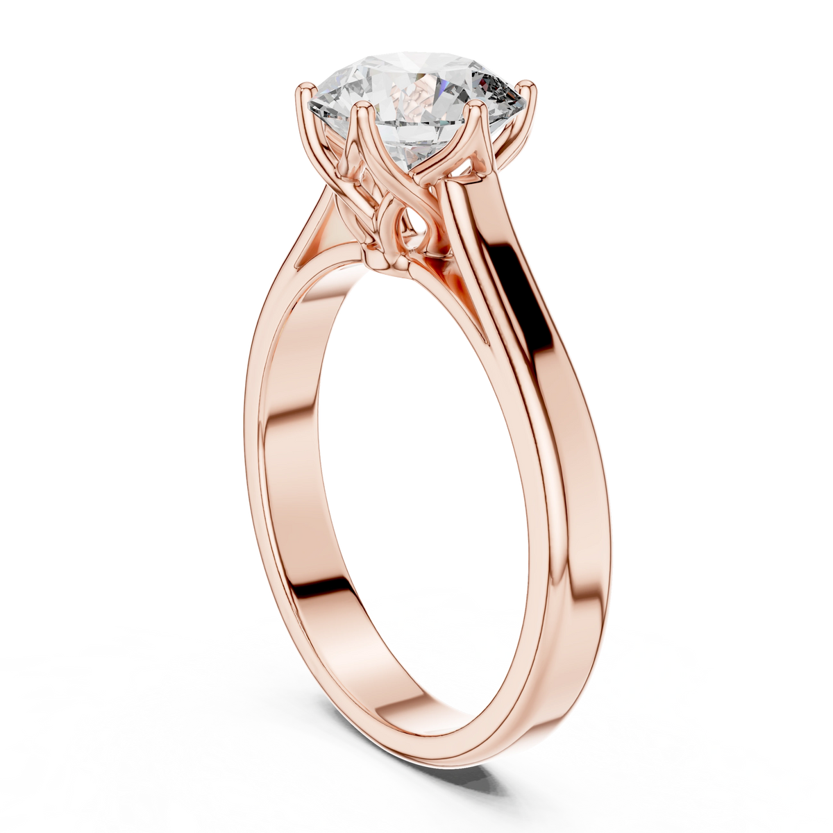 Gold 1Ct Solitaire Round Lab Grown Diamond Vitel Ring