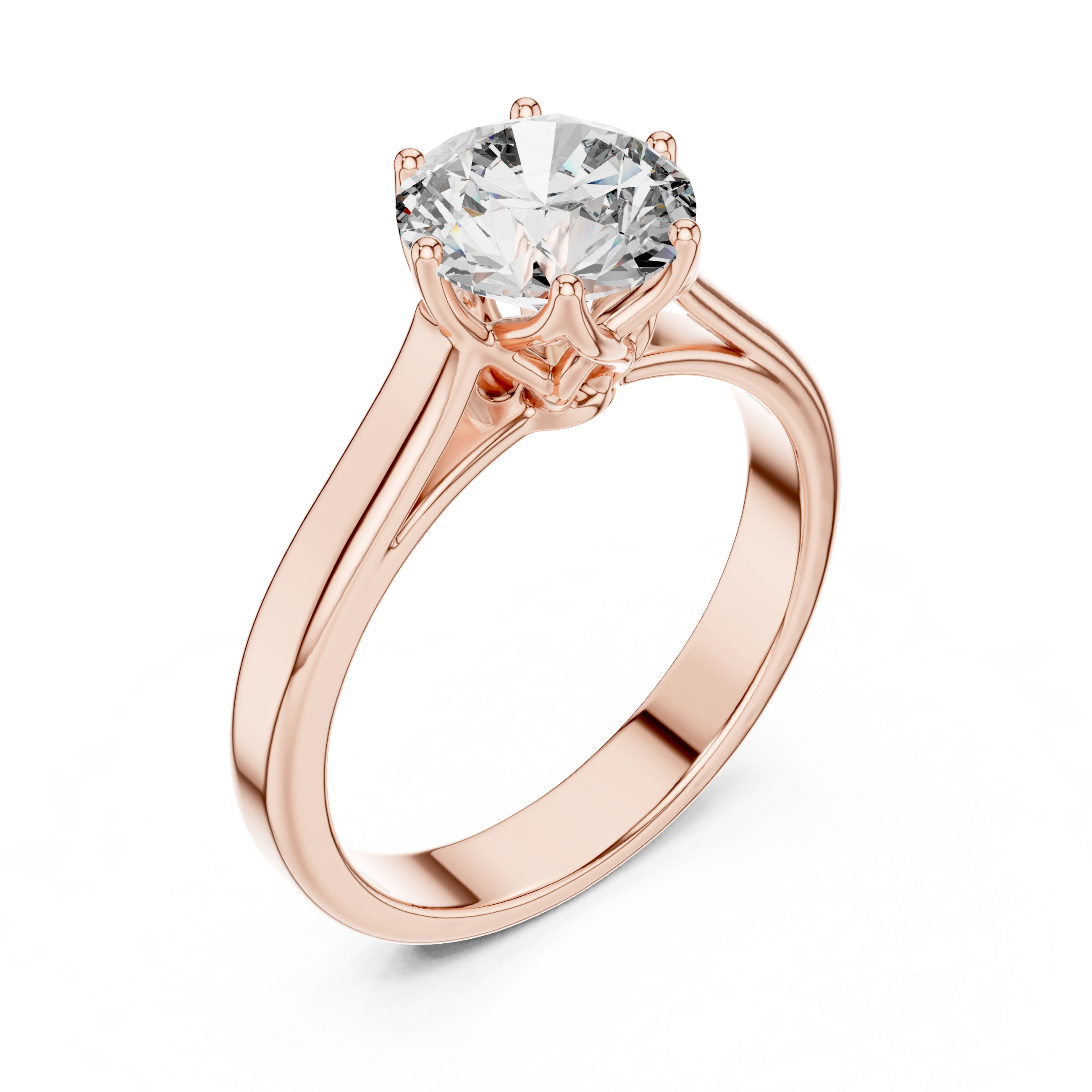 Gold 1Ct Solitaire Round Lab Grown Diamond Vitel Ring