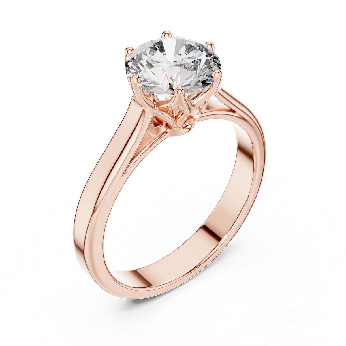 Gold 1Ct Solitaire Round Lab Grown Diamond Vitel Ring