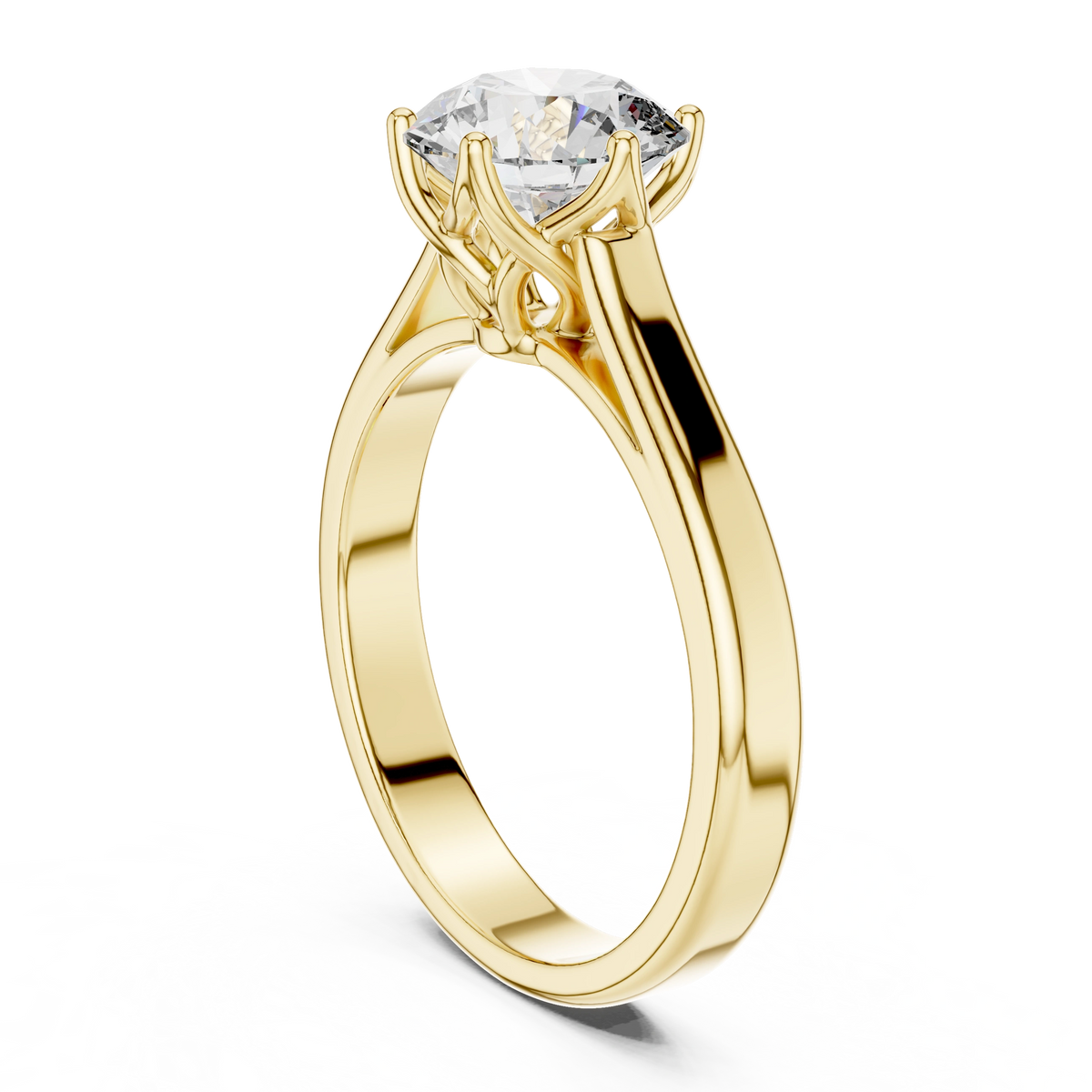Gold 1Ct Solitaire Round Lab Grown Diamond Vitel Ring