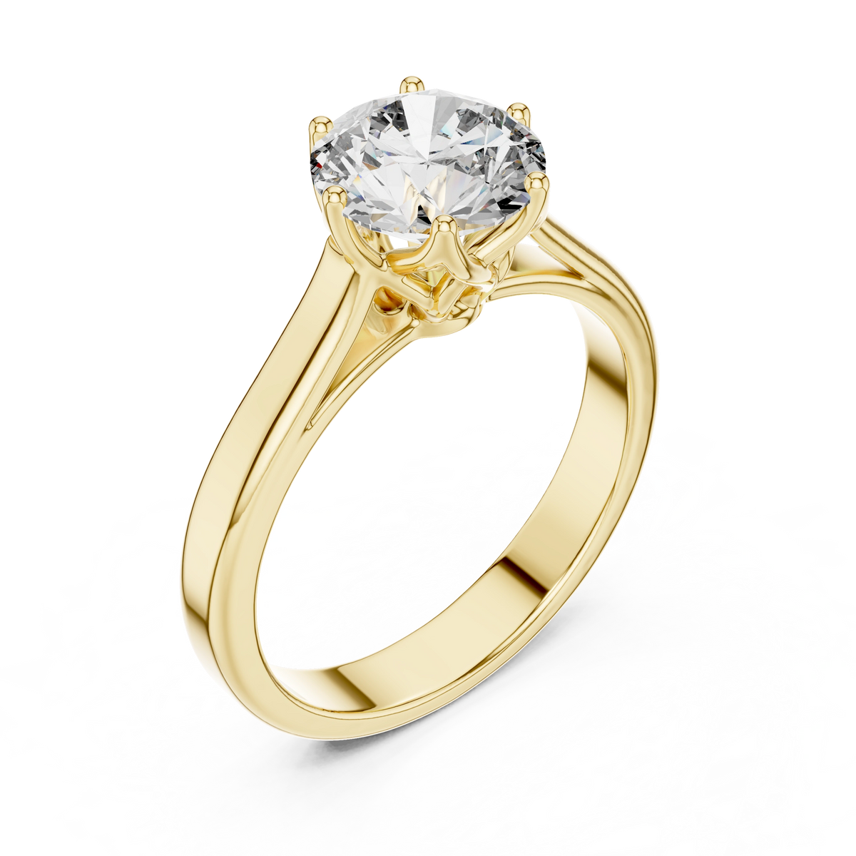 Gold 1Ct Solitaire Round Lab Grown Diamond Vitel Ring