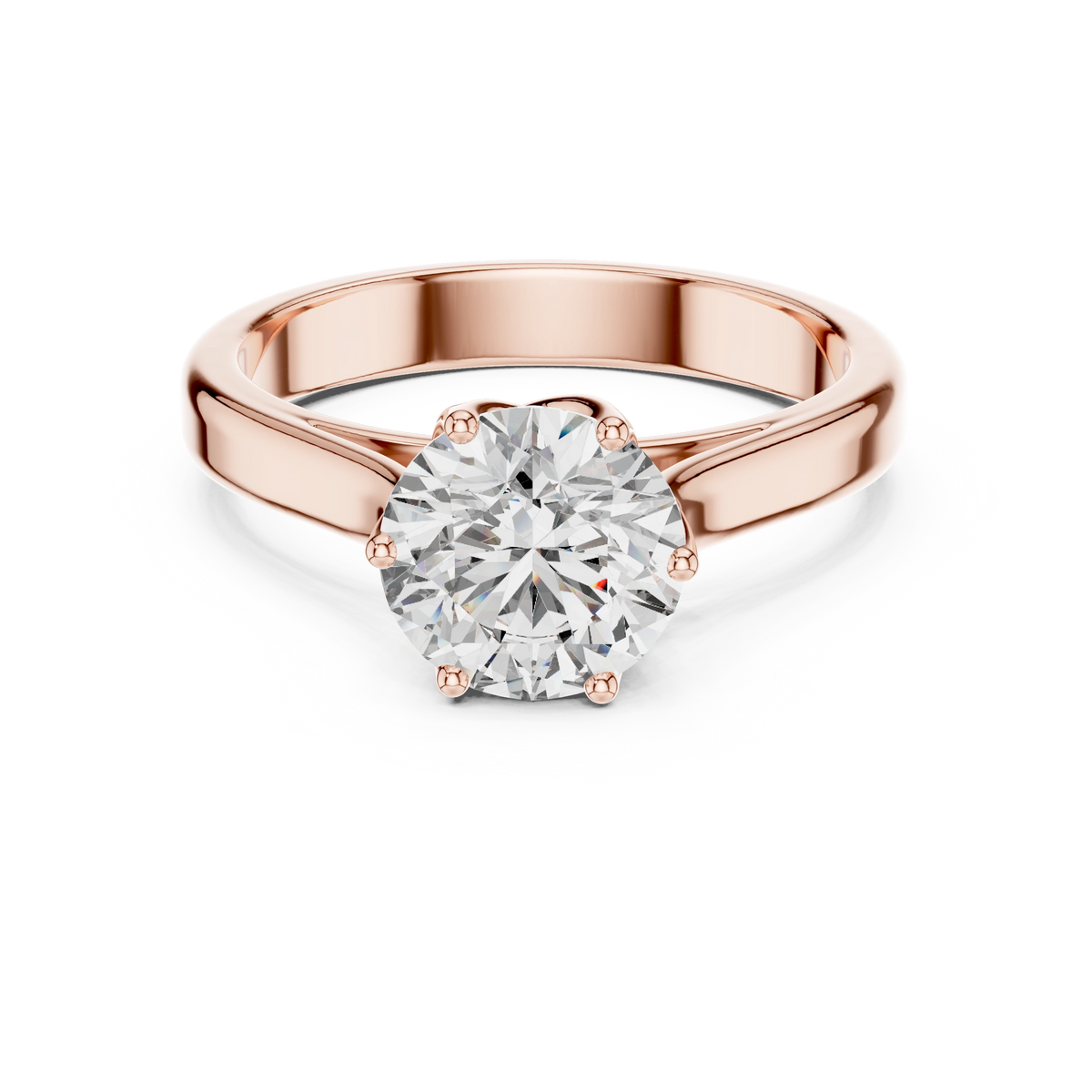 Gold 1Ct Solitaire Round Lab Grown Diamond Vitel Ring