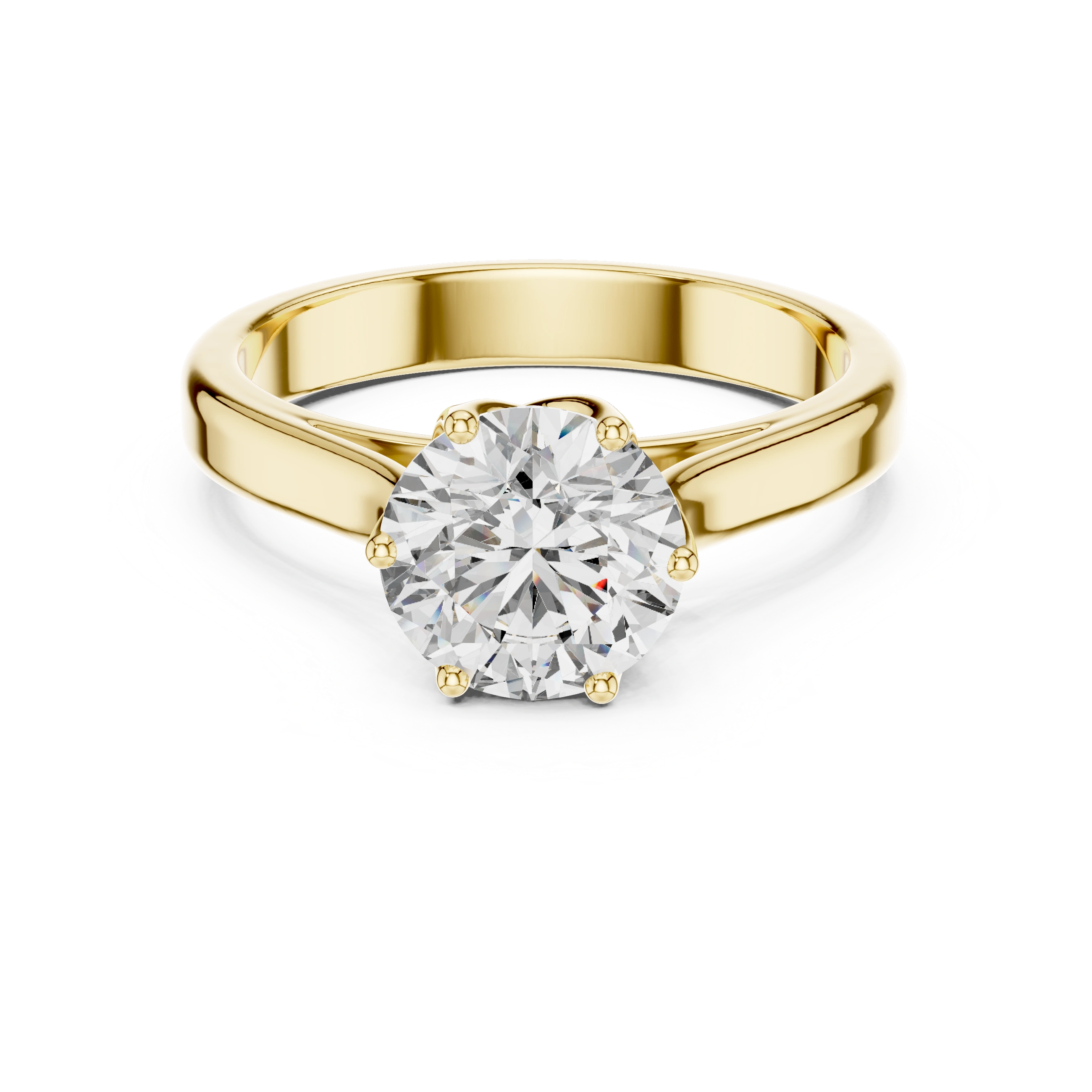 Gold 1Ct Solitaire Round Lab Grown Diamond Vitel Ring