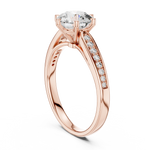 Gold 1Ct Round Pave Shank Solitaire Lab Grown Diamond Flavi Ring