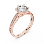 Gold 1Ct Round Pave Shank Solitaire Lab Grown Diamond Flavi Ring