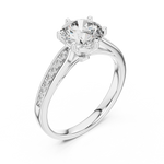 Gold 1Ct Round Pave Shank Solitaire Lab Grown Diamond Flavi Ring