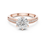 Gold 1Ct Round Pave Shank Solitaire Lab Grown Diamond Flavi Ring