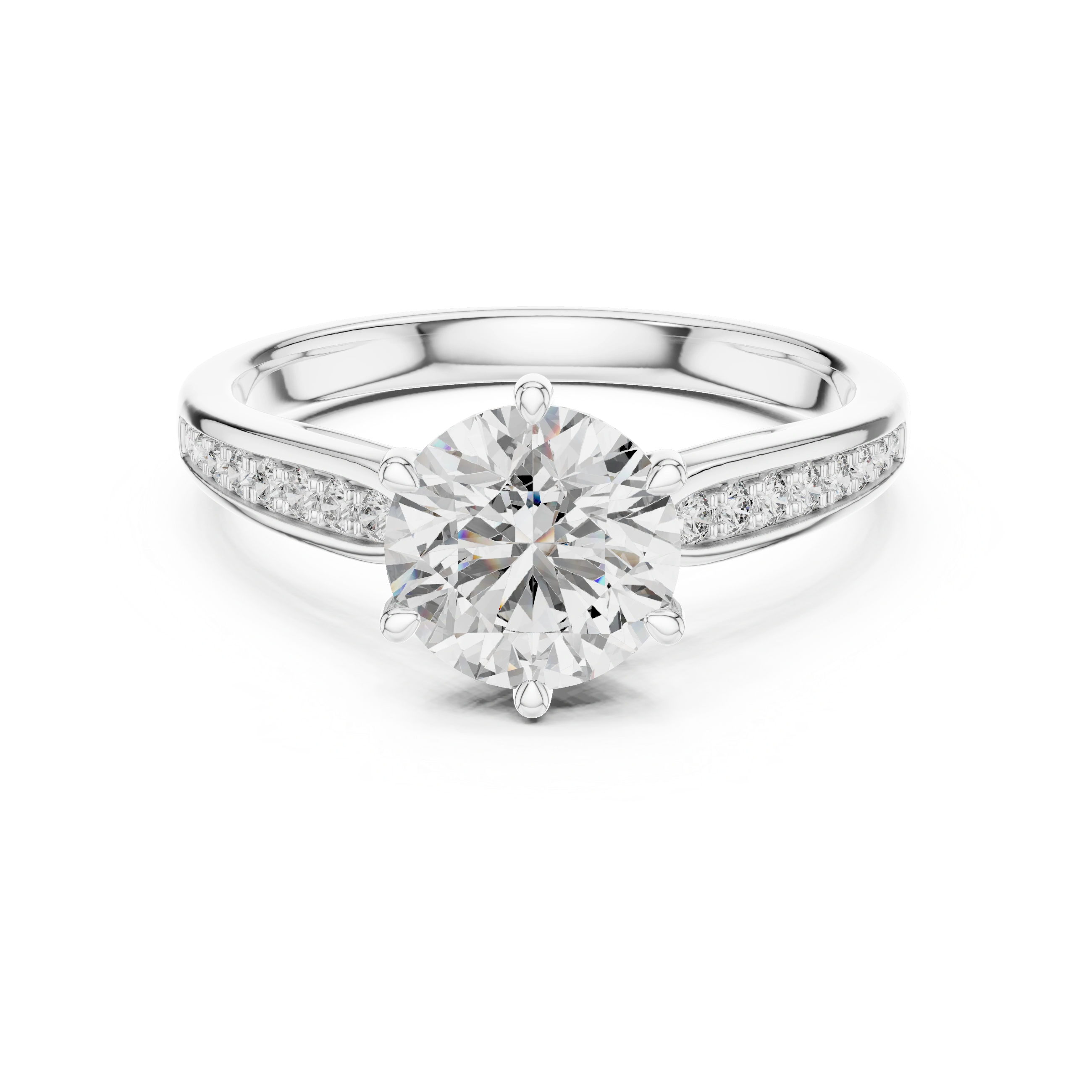 Gold 1Ct Round Pave Shank Solitaire Lab Grown Diamond Flavi Ring