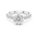 Gold 1Ct Round Pave Shank Solitaire Lab Grown Diamond Flavi Ring