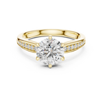 Gold 1Ct Round Pave Shank Solitaire Lab Grown Diamond Flavi Ring