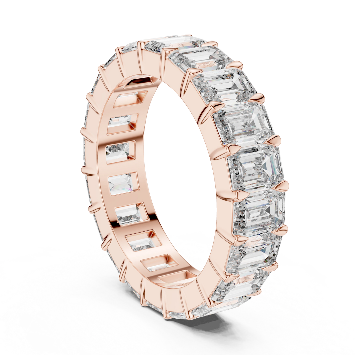 Gold 5Ct Emerald Cut Eternity Band Lab Grown Diamond Calpe Ring
